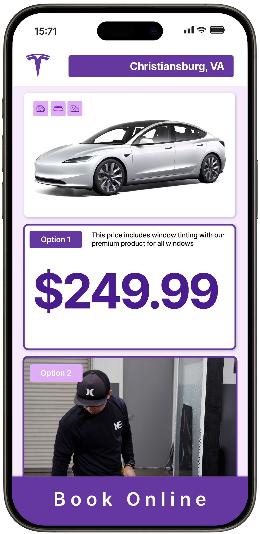 View Reasonable Tesla Window Tinting Costs in Christiansburg, Virginia