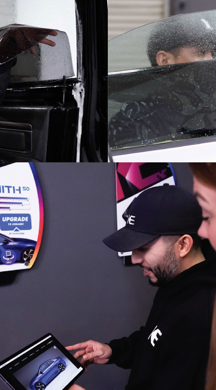 Kepler Dealer Showing Car Window Film Options to Customer in Macomb, Michigan