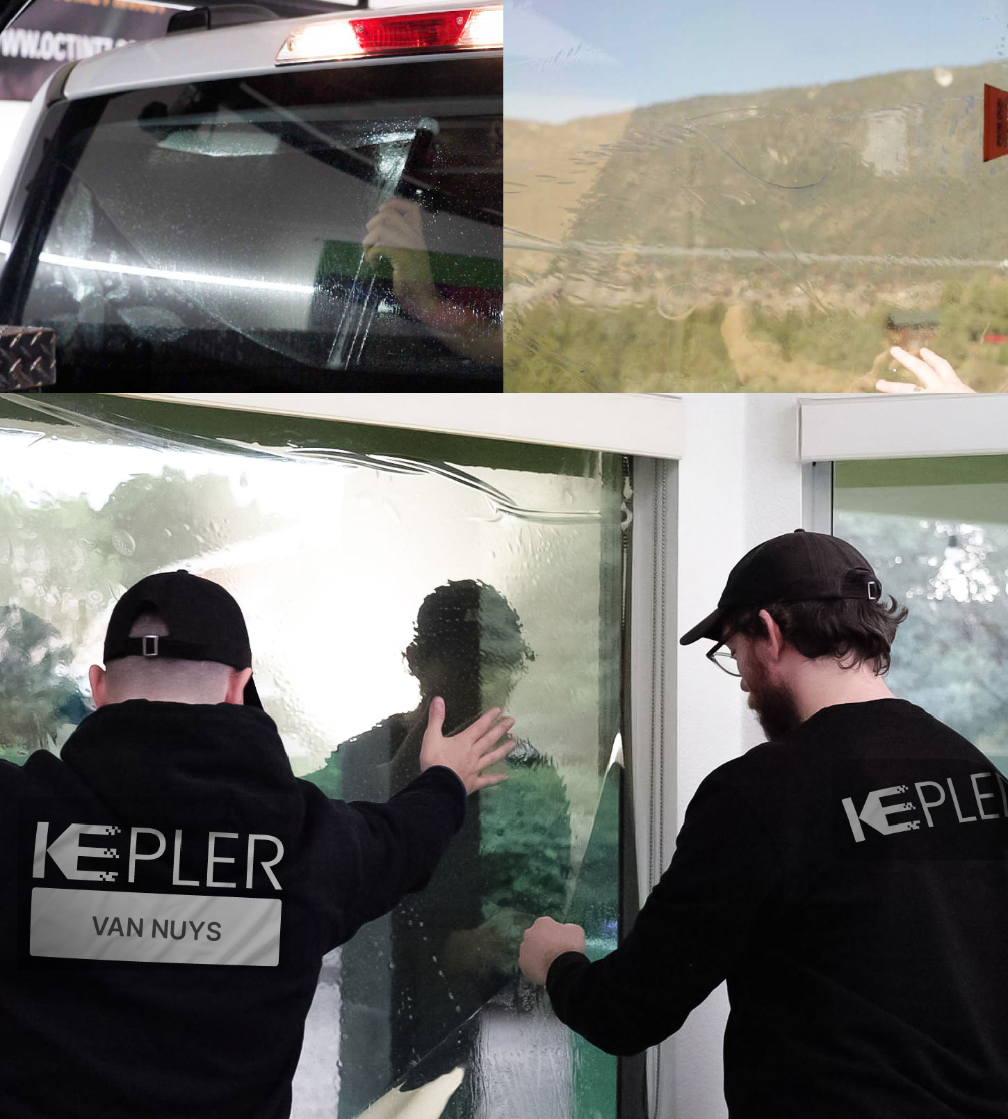 Expert Technician Applying Ceramic Window Tint to Home in Van Nuys