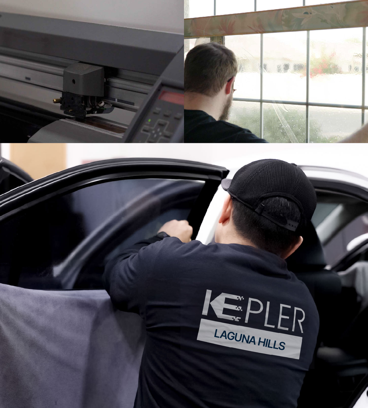 Automotive Window Tinting Expert Applying Film in Laguna Hills, California