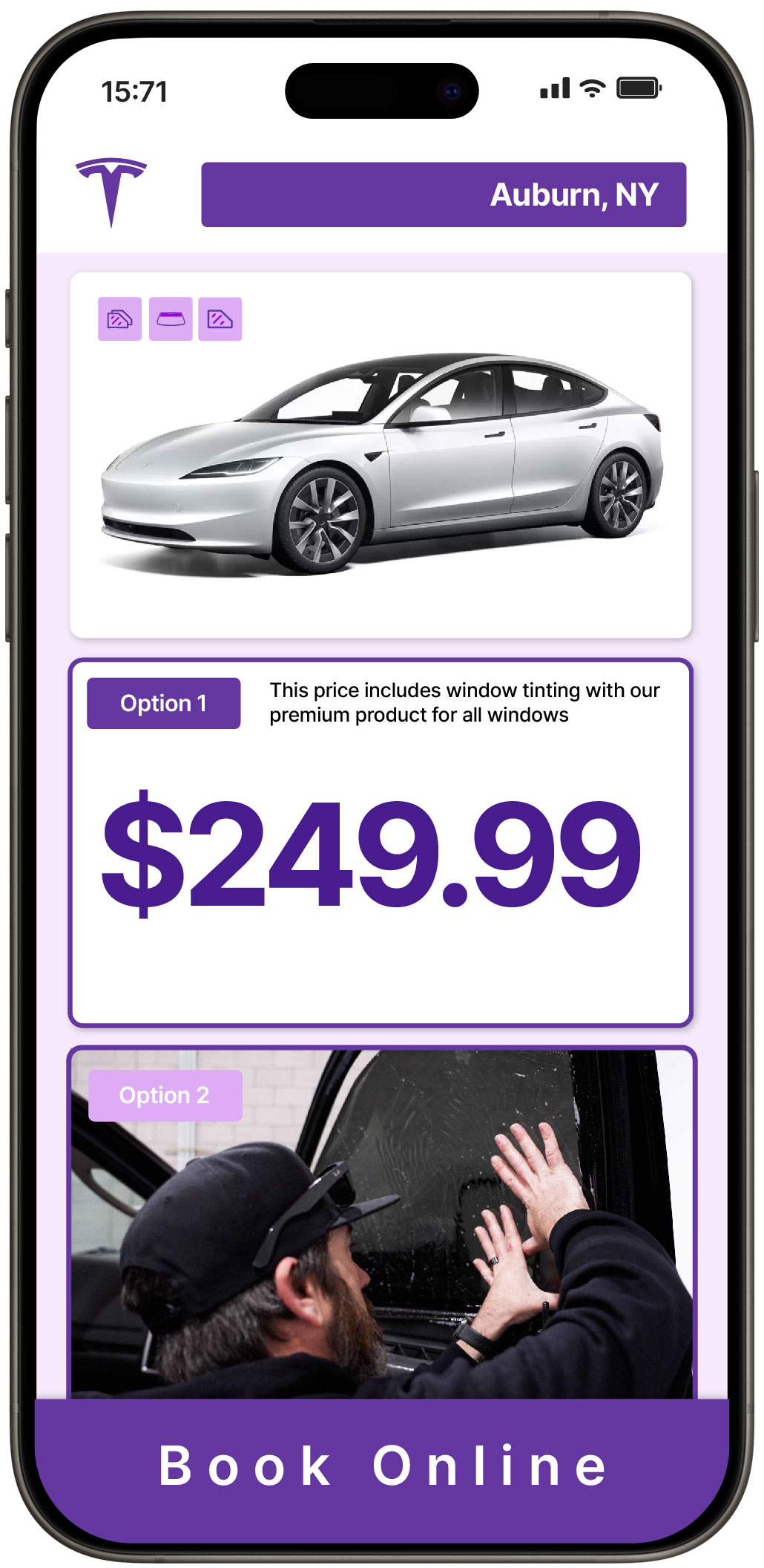 View Reasonable Tesla Window Tinting Prices in Auburn, New York