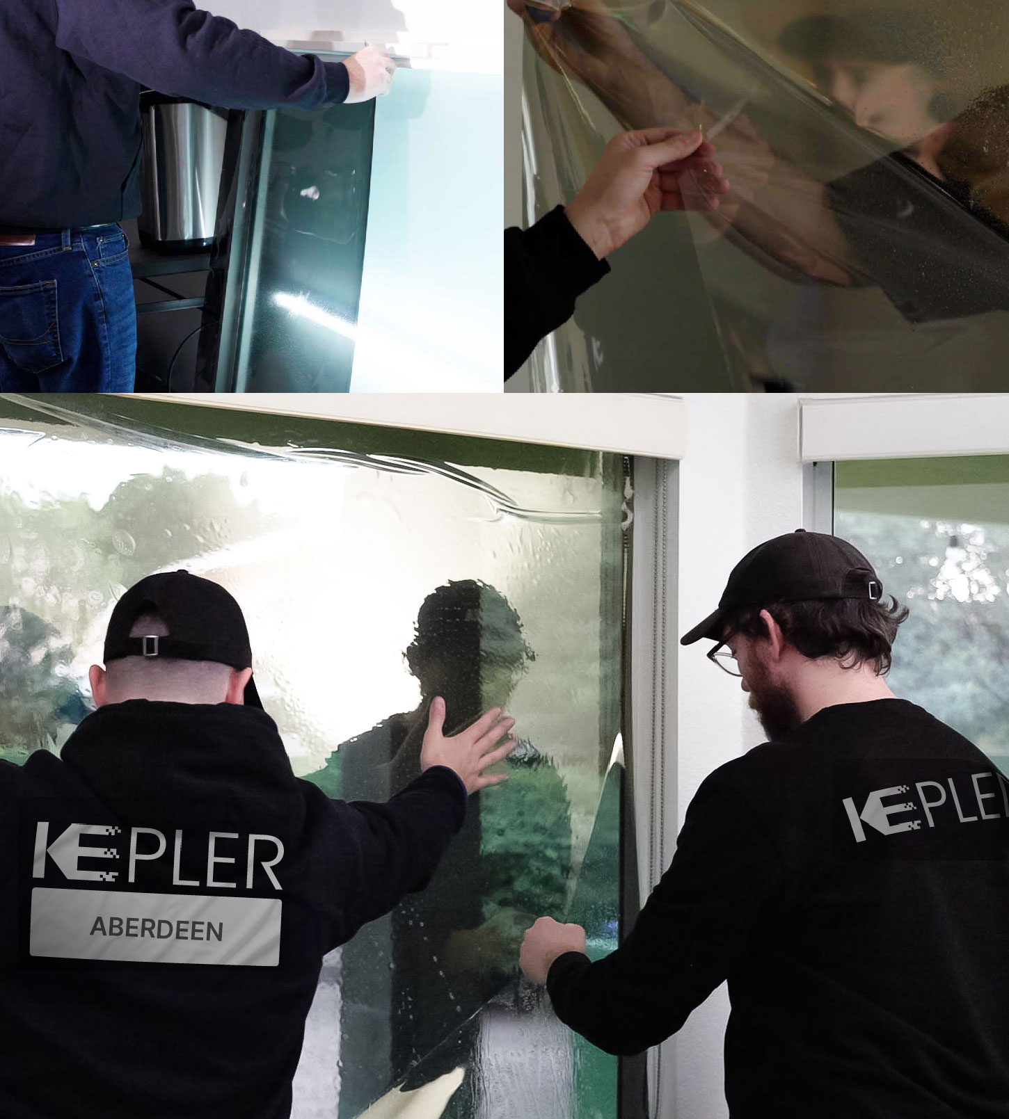 Expert Technician Fitting High-tech Window Tint to Home in Aberdeen