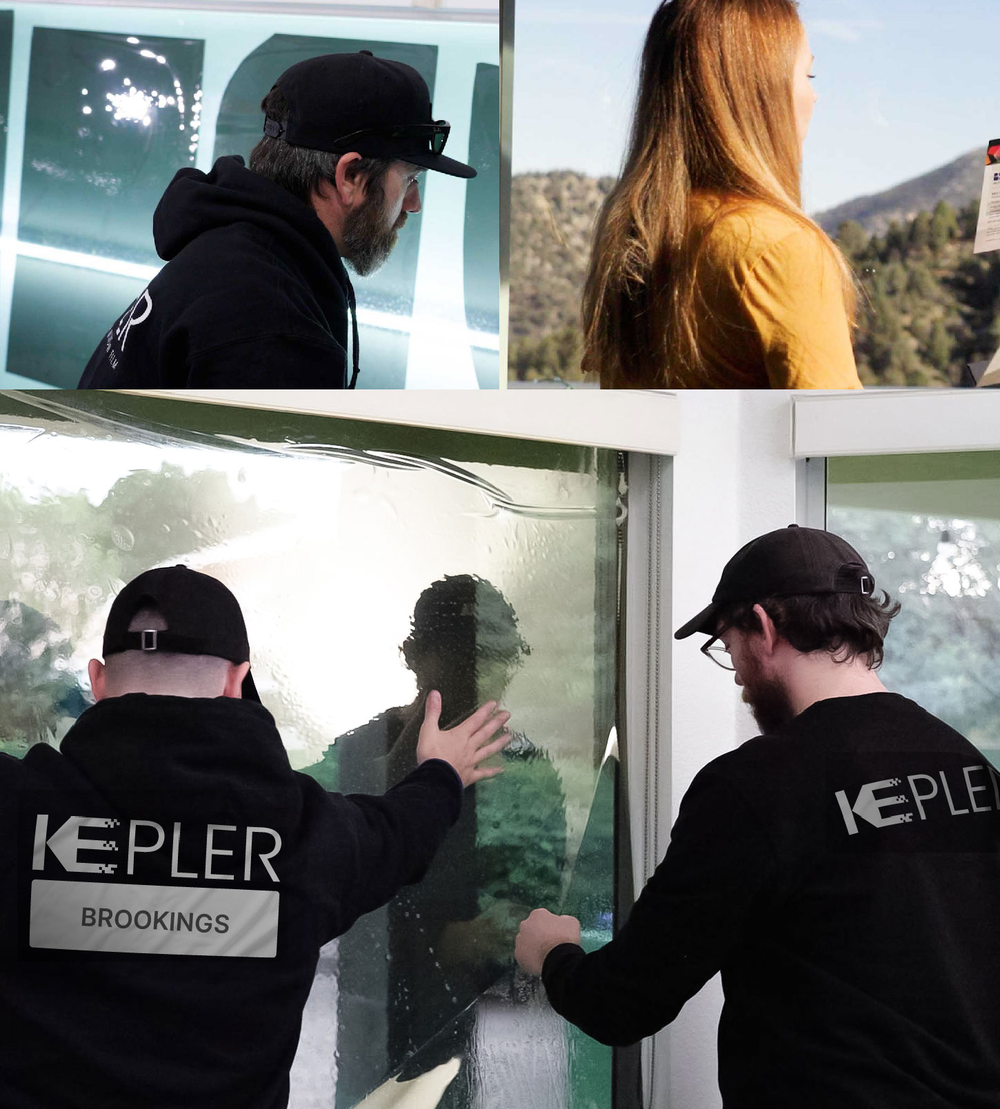 Expert Technician Fitting Ceramic Window Tint to Home in Brookings
