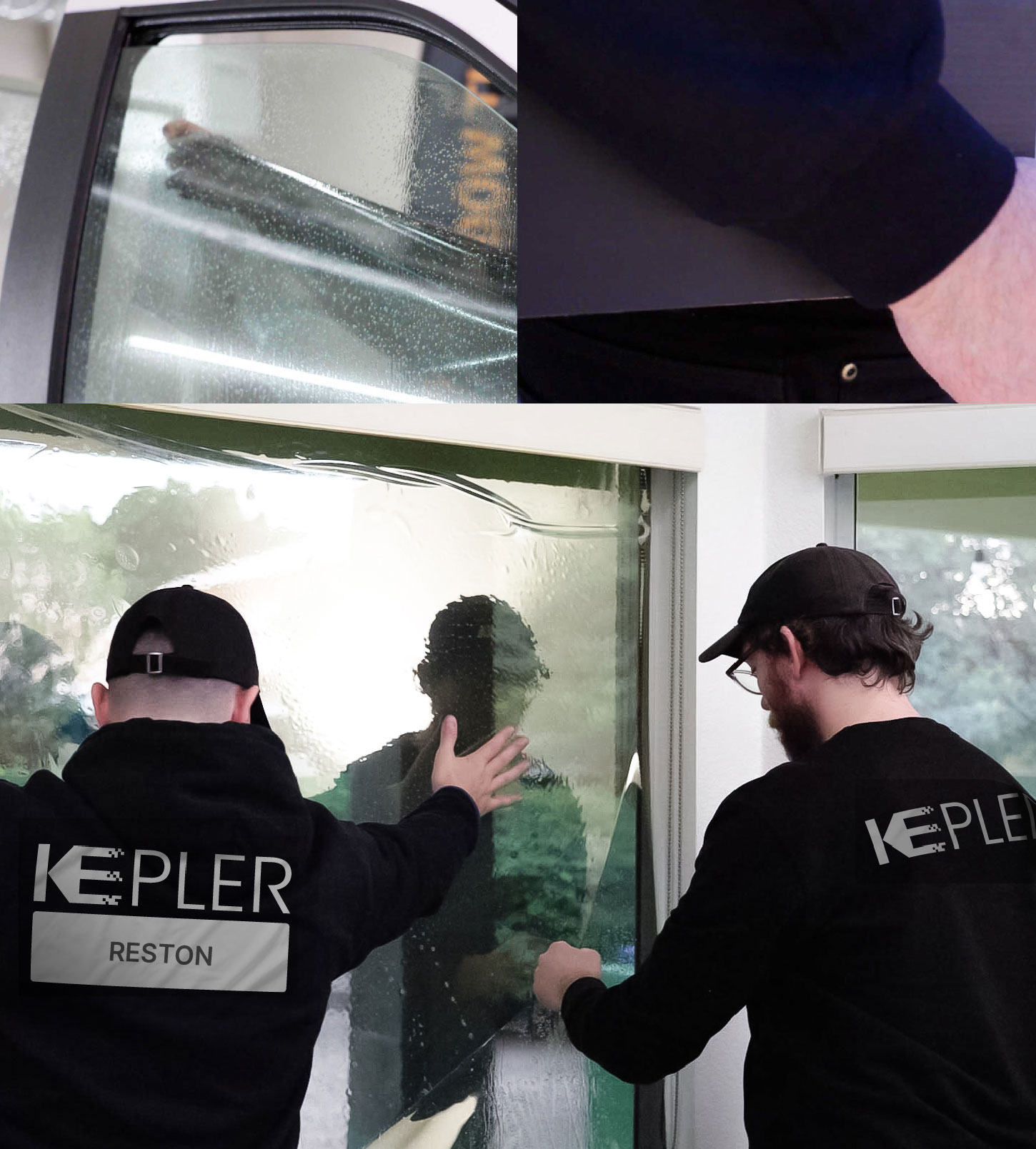 Expert Technician Applying Advanced Window Tint to Home in Reston