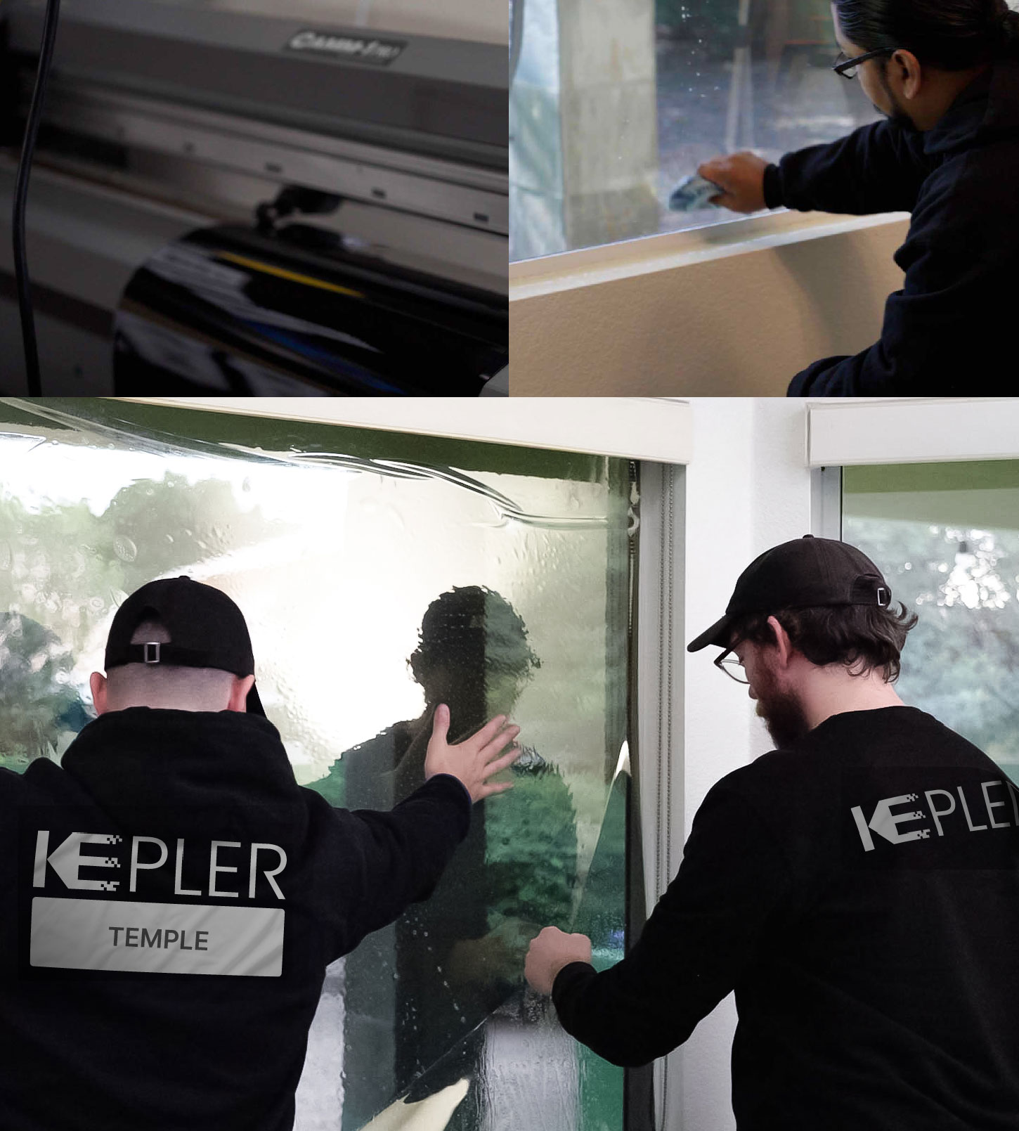 Kepler Technician Applying Ceramic Window Tint to Home in Temple
