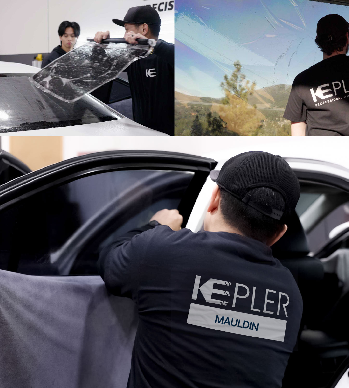 Automotive Window Tinting Expert Applying Film in Mauldin, South Carolina