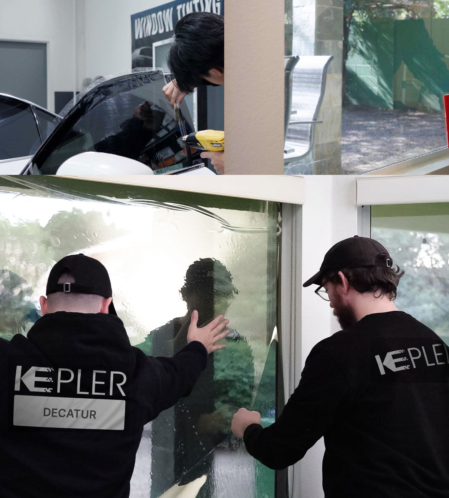 Kepler Technician Fitting Ceramic Window Tint to Home in Decatur