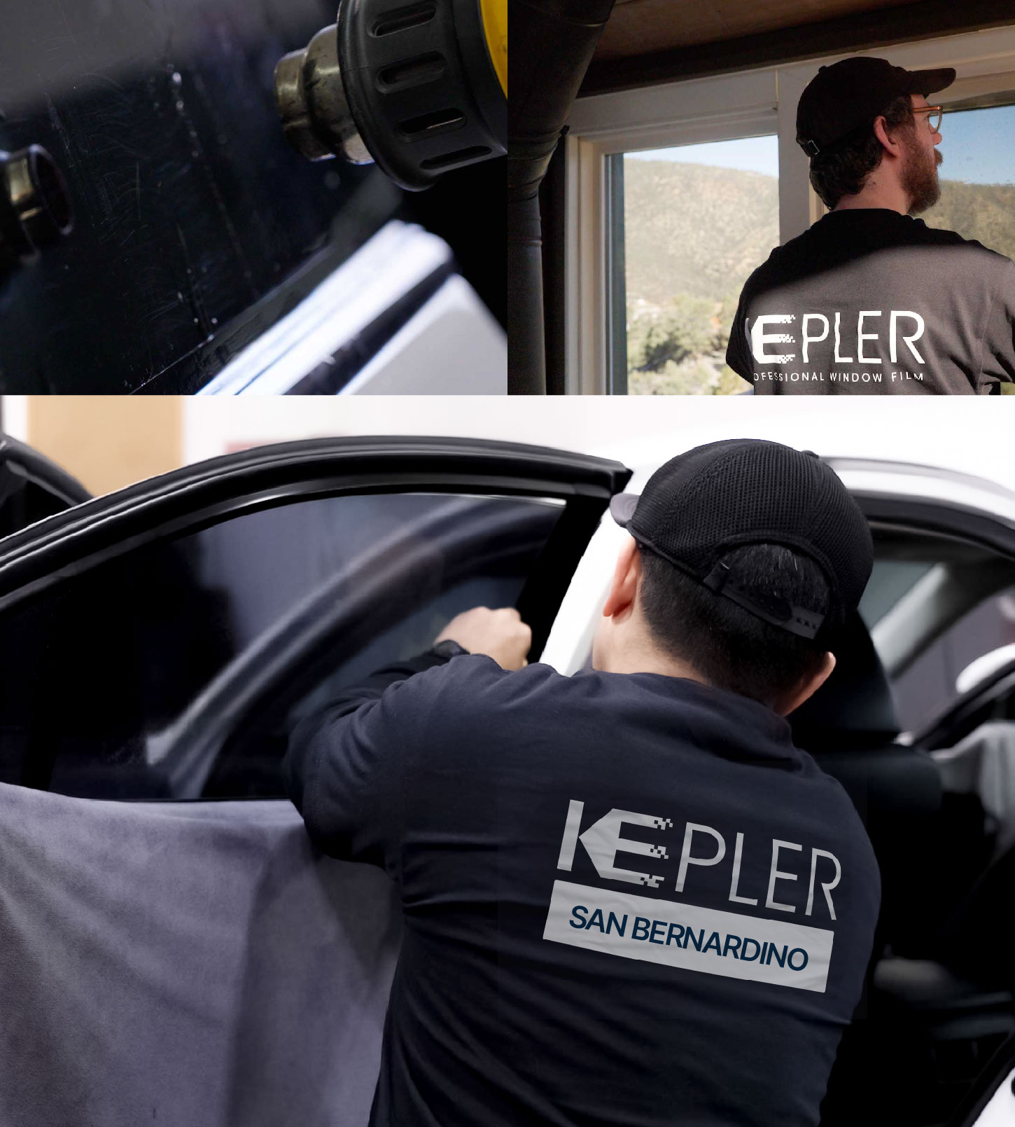 Automotive Window Tinting Expert Applying Film in San Bernardino, California