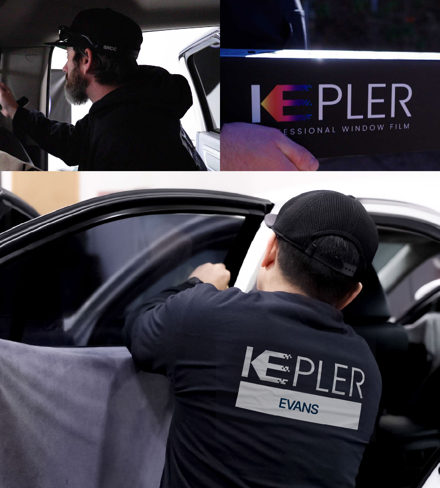 Automotive Window Tinting Expert Applying Film in Evans, Colorado