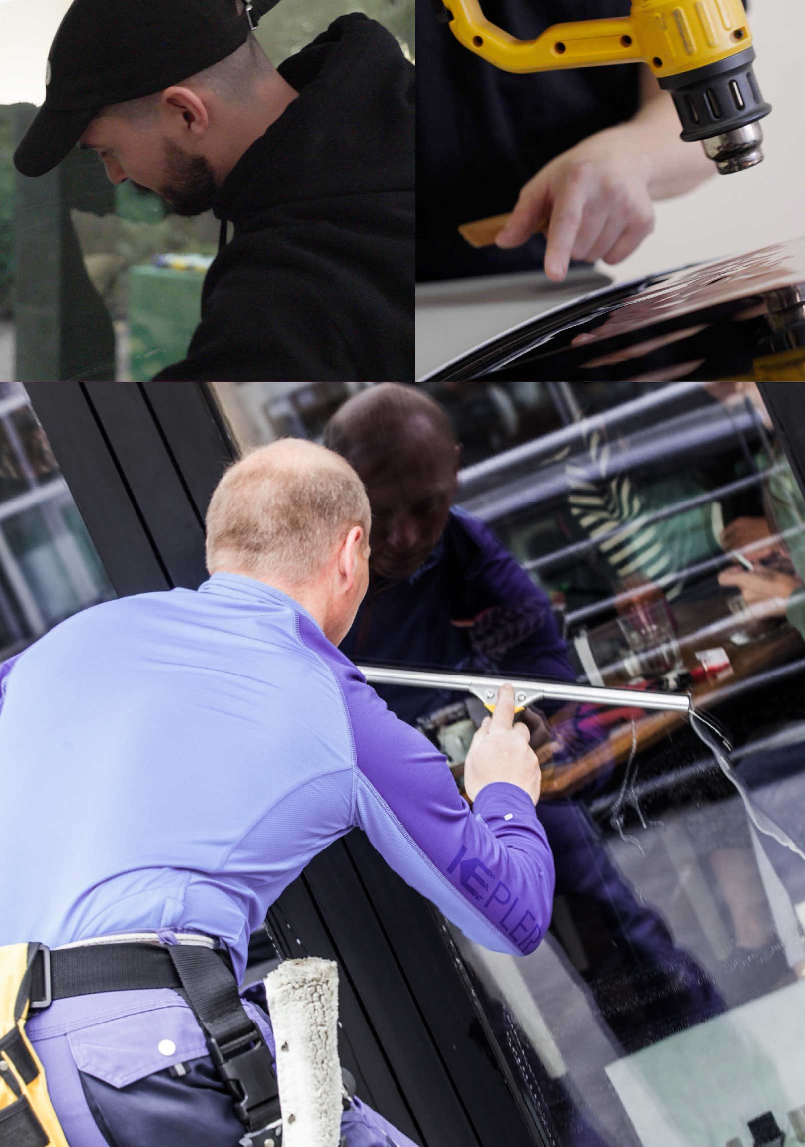 Kepler Skilled Applying Anti-Graffiti Window Film to a Bensalem Shop Front