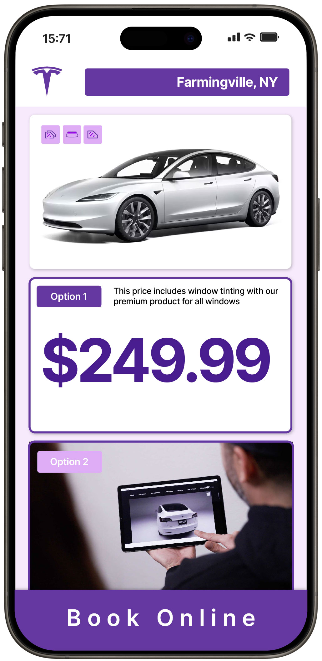 View Competitive Tesla Window Tinting Costs in Farmingville, New York