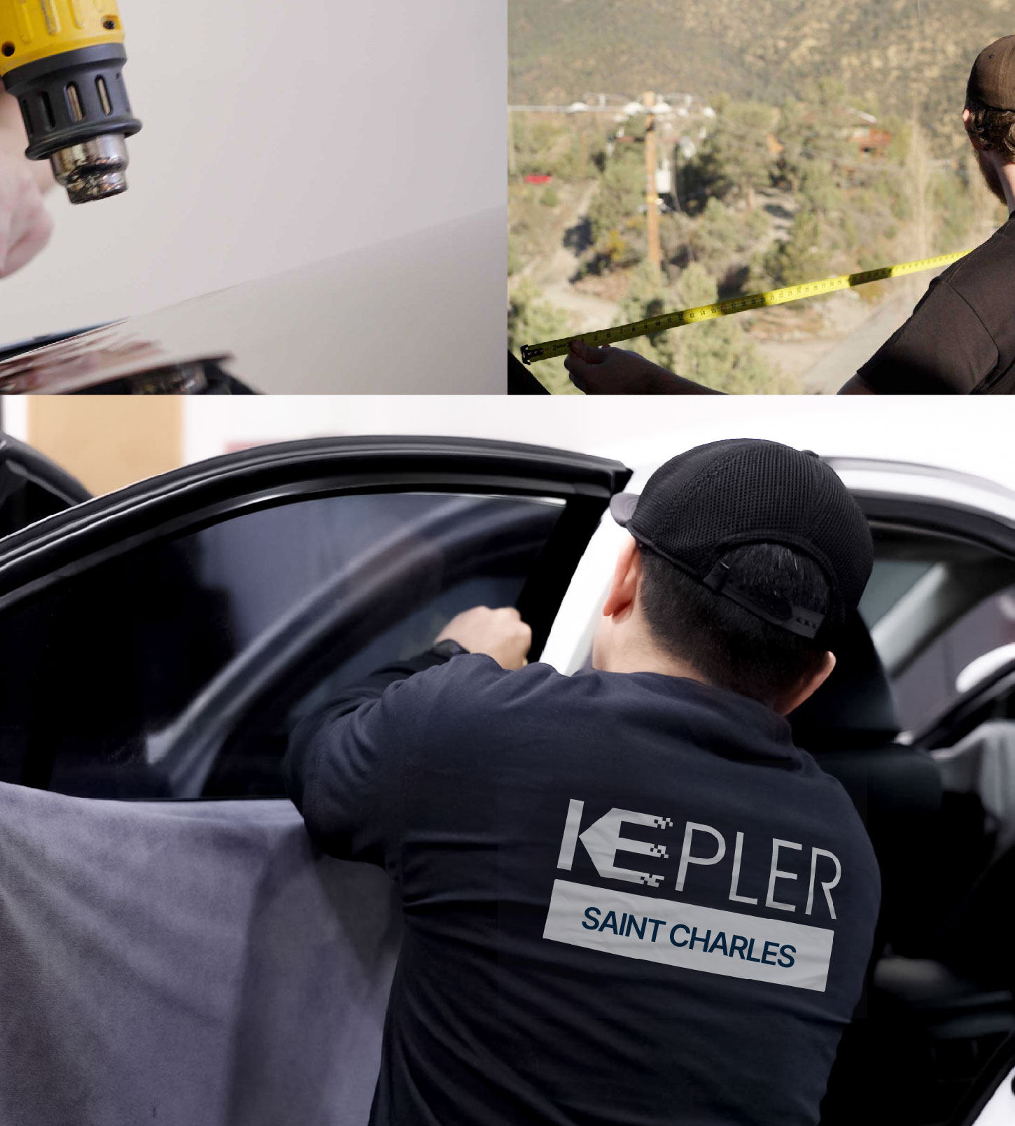 Automotive Window Tinting Expert Applying Film in Saint Charles, Missouri