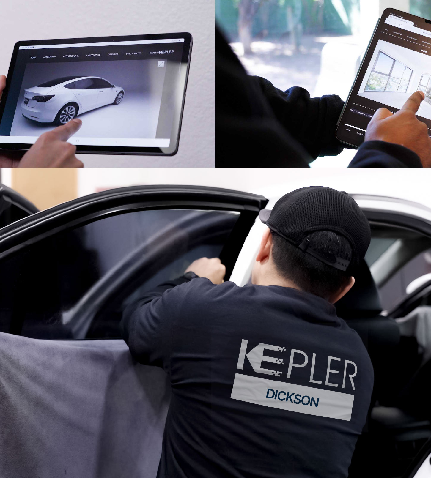 Automotive Window Tinting Expert Applying Film in Dickson, Tennessee
