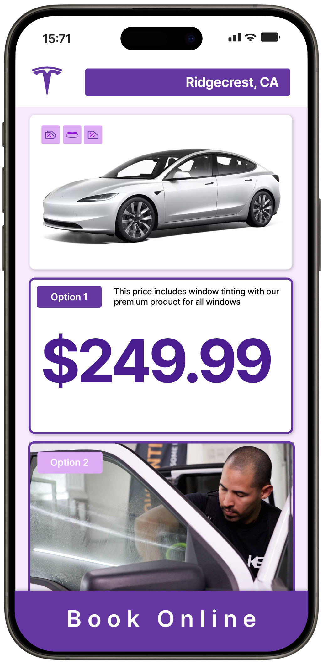 View Affordable Tesla Window Tinting Prices in Ridgecrest, California
