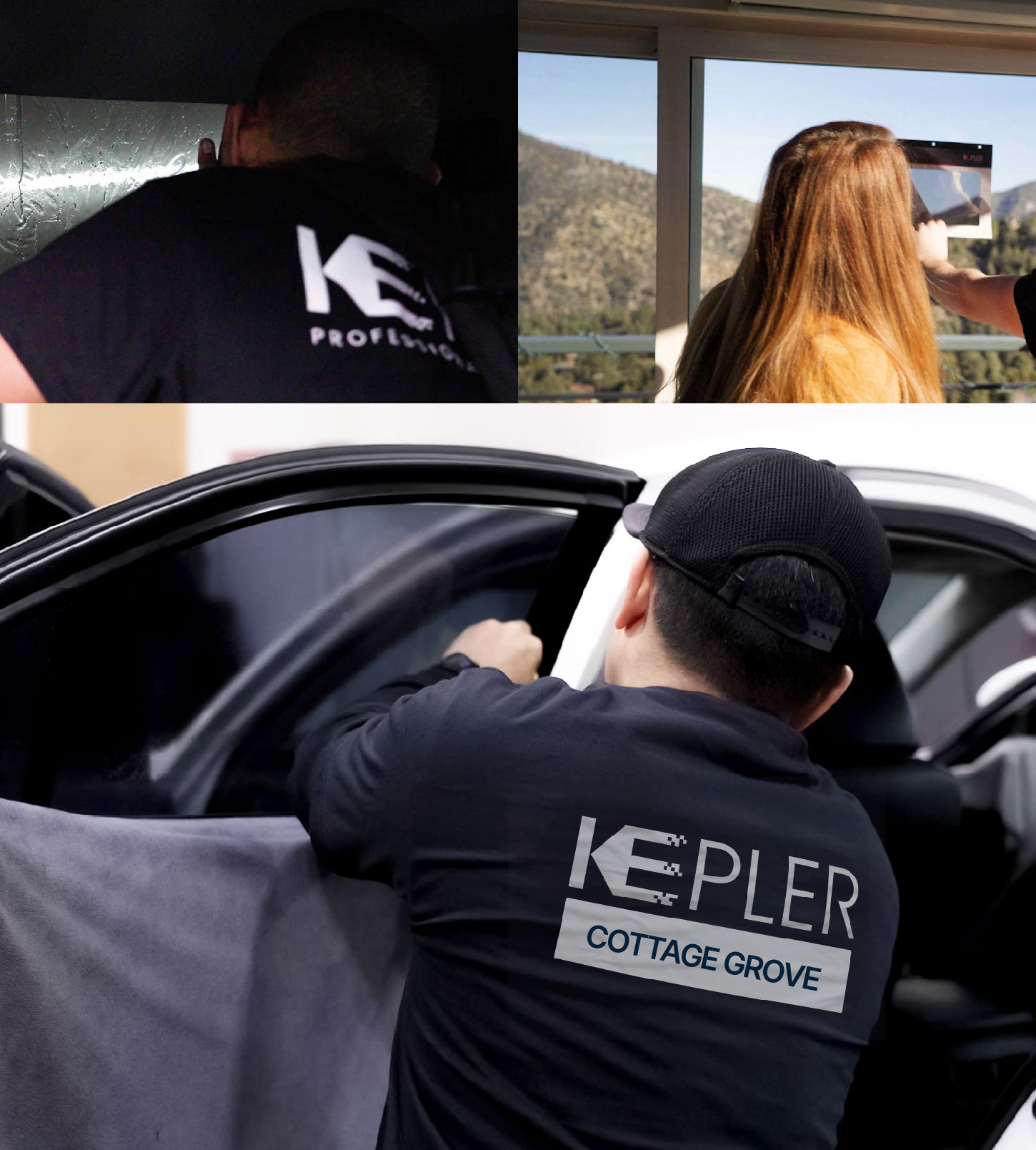 Automotive Window Tinting Expert Applying Film in Cottage Grove, Minnesota