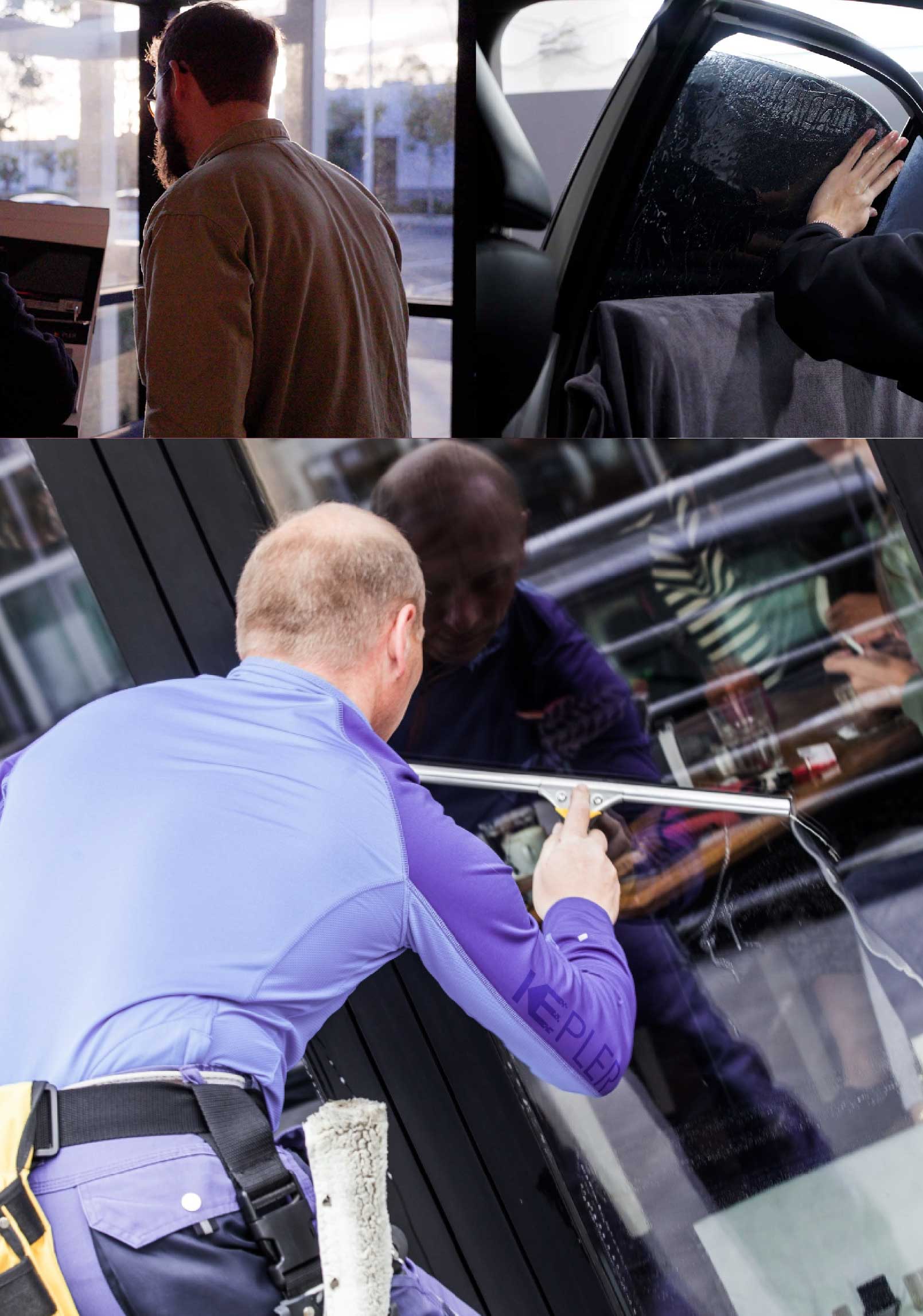 Kepler Skilled Applying Anti-Graffiti Window Film to a Lacey Shop Front
