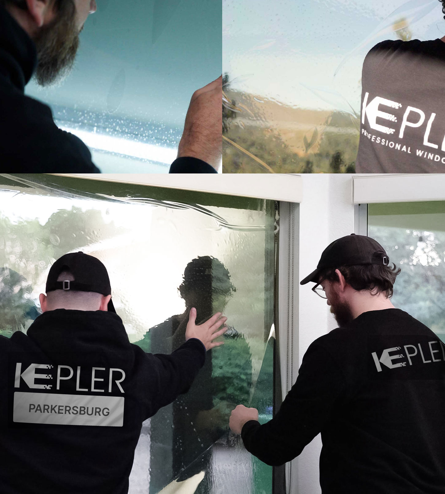 Expert Technician Installing Ceramic Window Tint to Home in Parkersburg