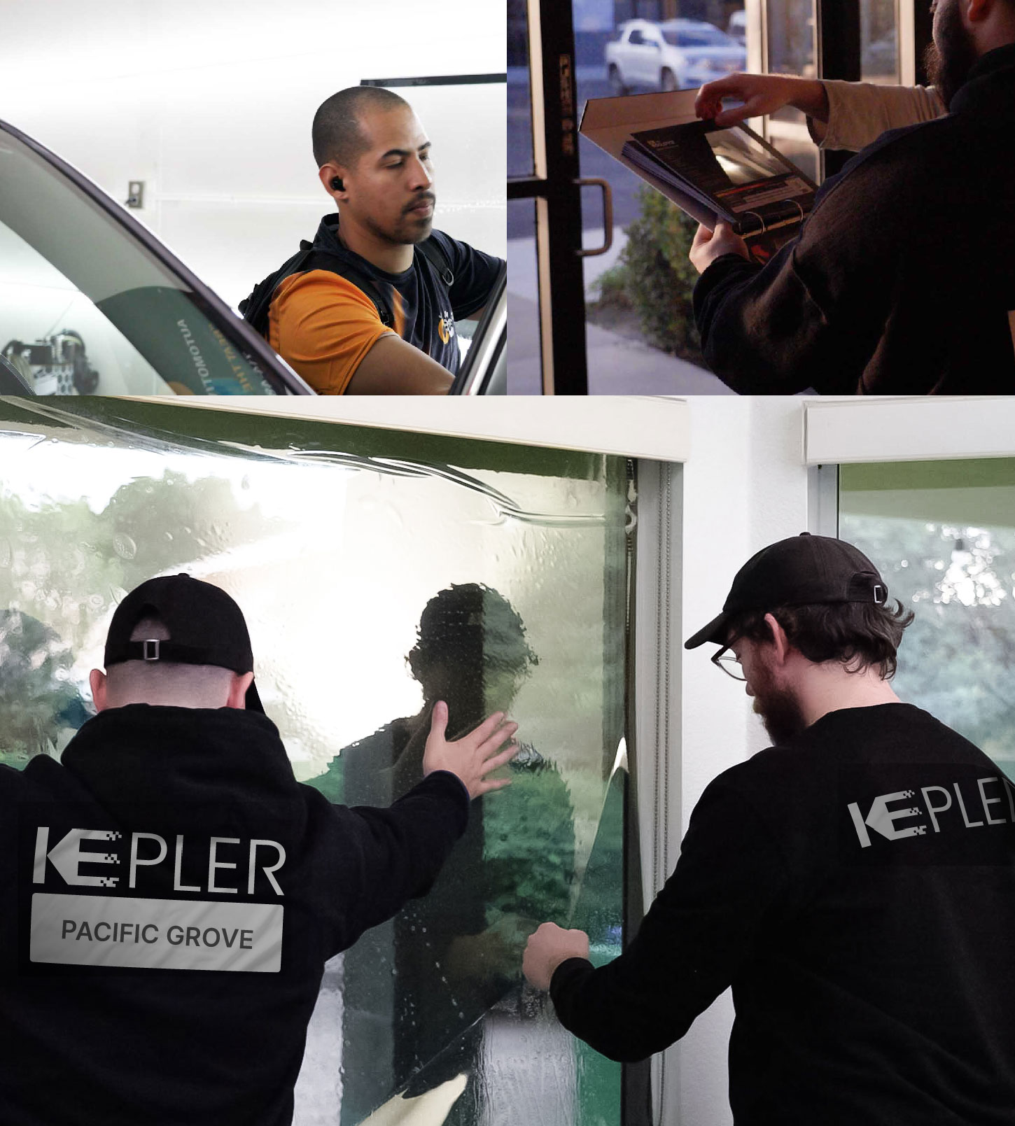 Expert Technician Applying Advanced Window Tint to Home in Pacific Grove