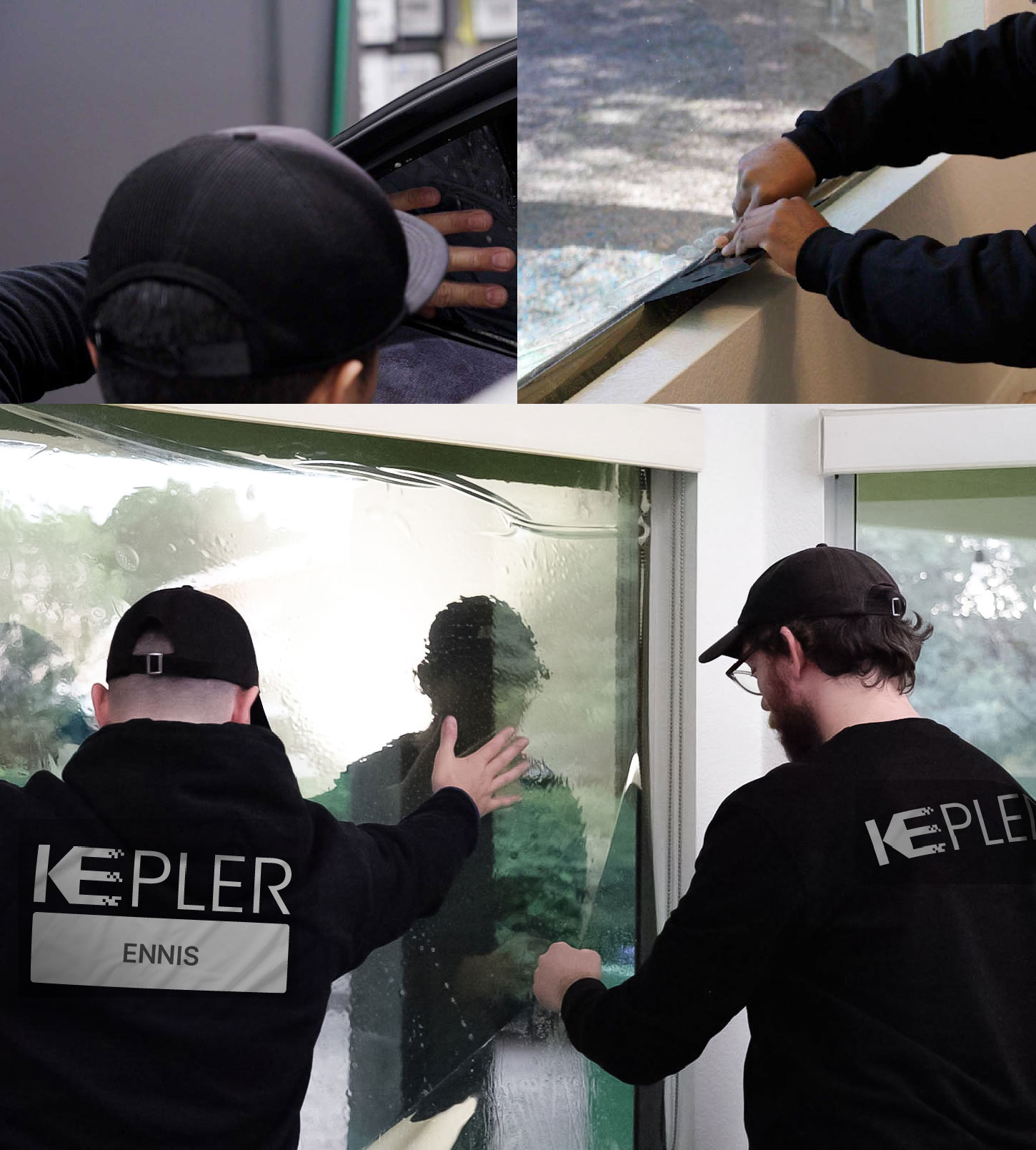 Expert Technician Installing Ceramic Window Tint to Home in Ennis