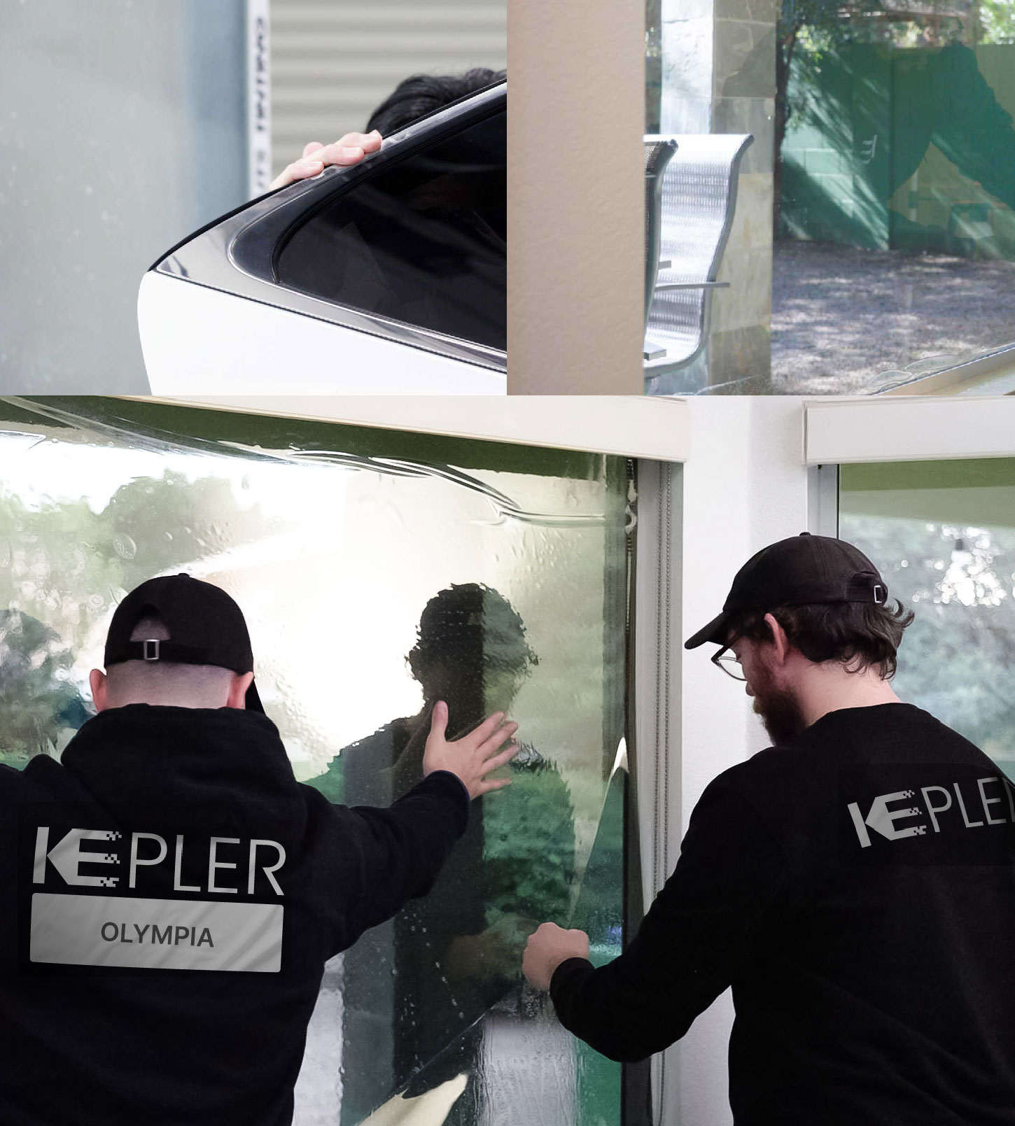 Expert Technician Installing High-tech Window Tint to Home in Olympia