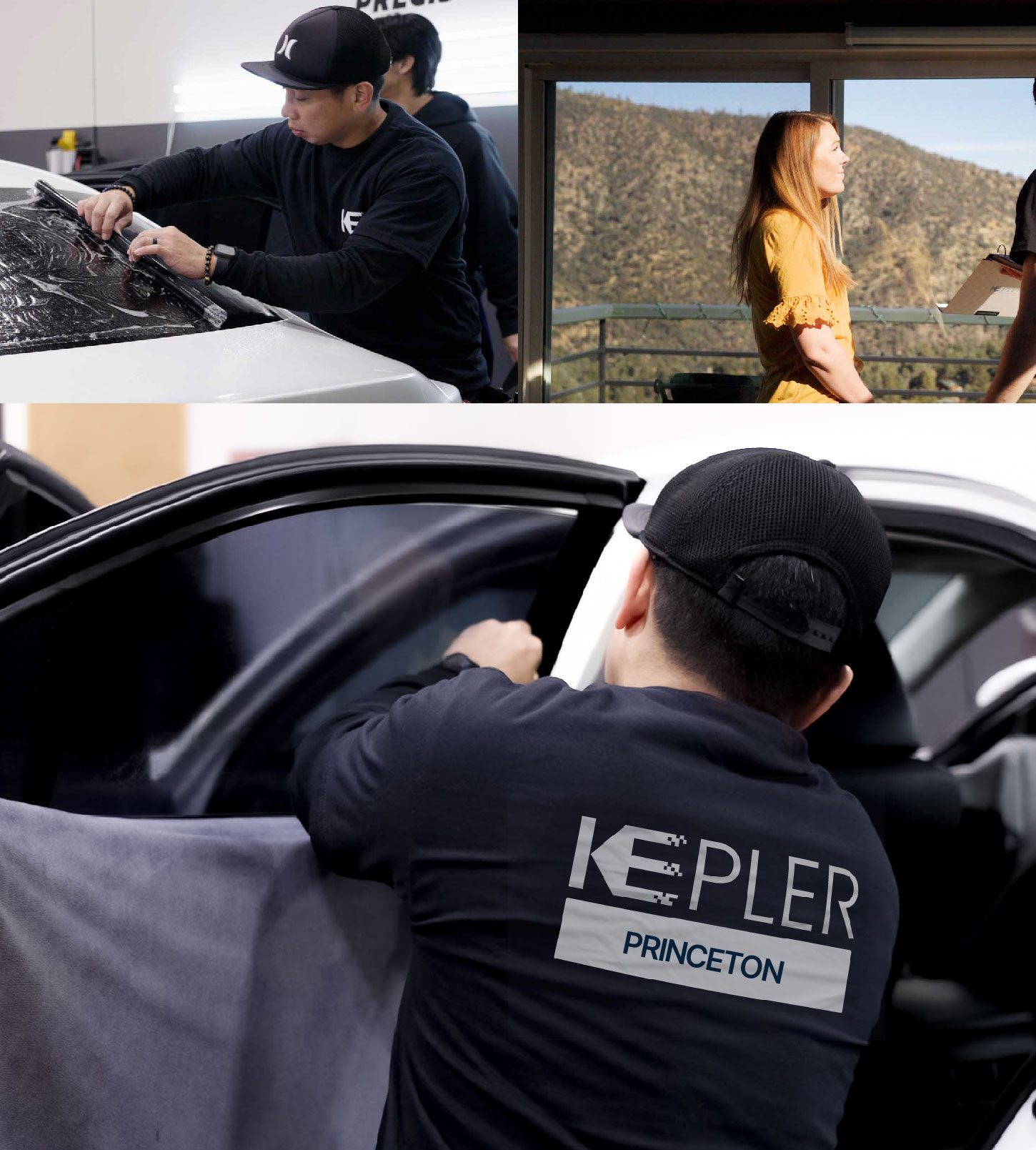 Automotive Window Tinting Expert Applying Film in Princeton, New Jersey