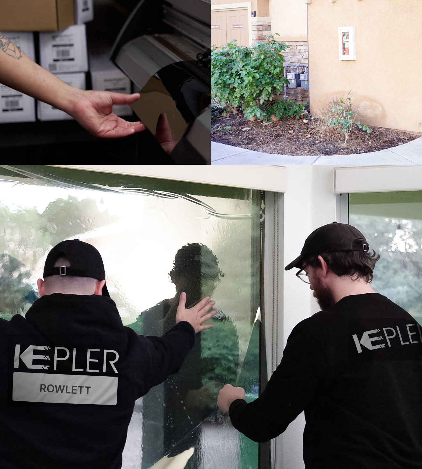 Expert Technician Fitting Ceramic Window Tint to Home in Rowlett
