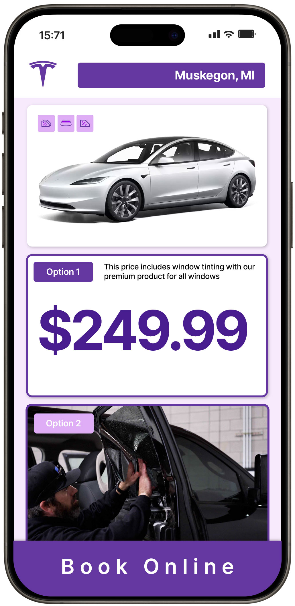 View Reasonable Tesla Window Tinting Costs in Muskegon, Michigan