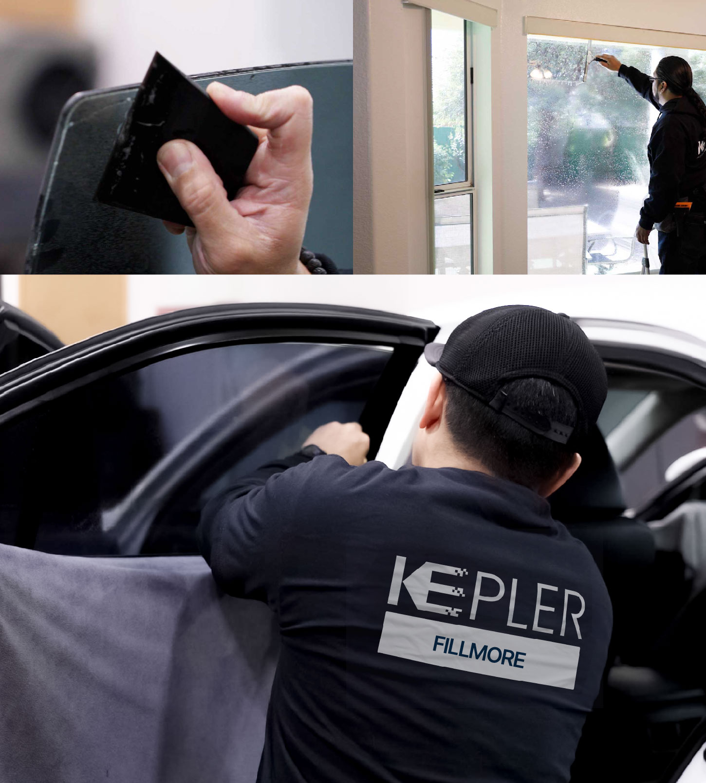 Automotive Window Tinting Expert Applying Film in Fillmore, California
