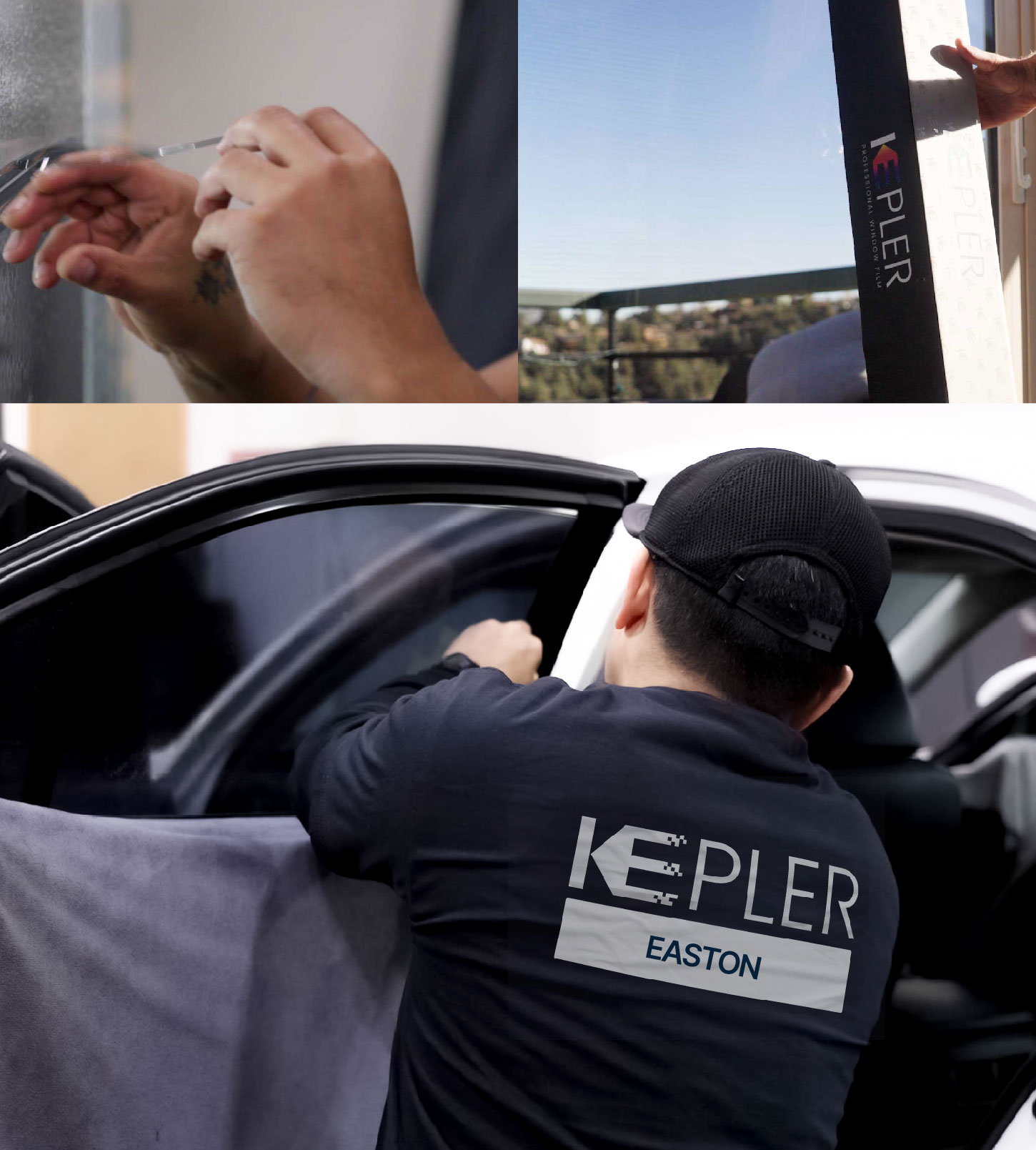 Automotive Window Tinting Expert Applying Film in Easton, Maryland