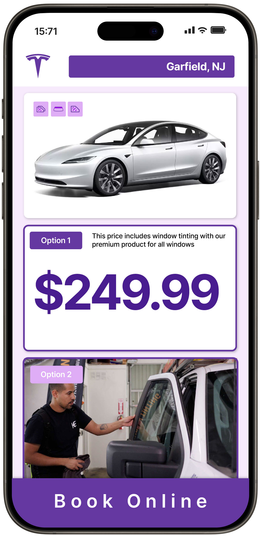 View Competitive Tesla Window Tinting Rates in Garfield, New Jersey