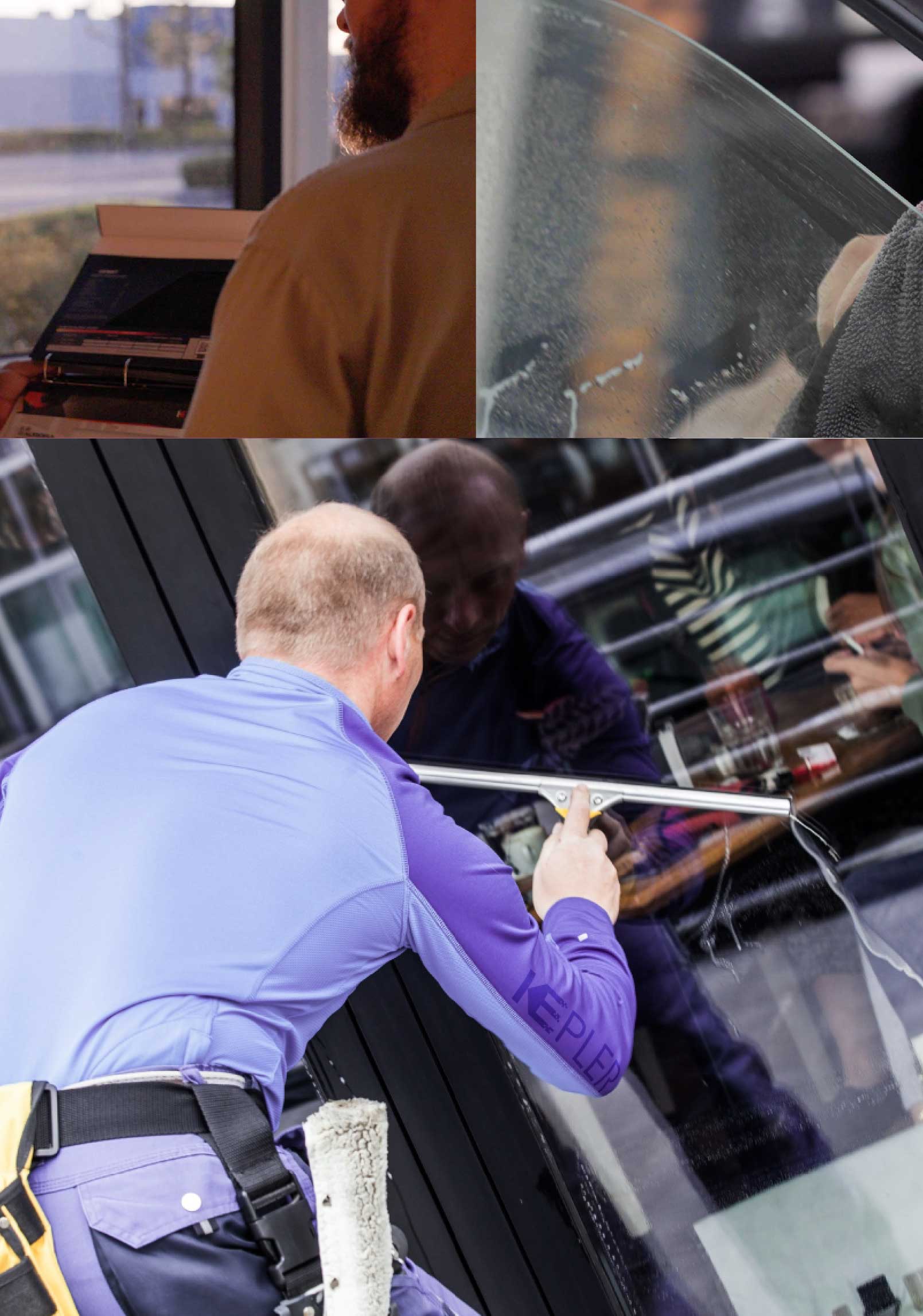 Kepler Professional Applying Anti-Graffiti Window Film to a Danville Shop Front