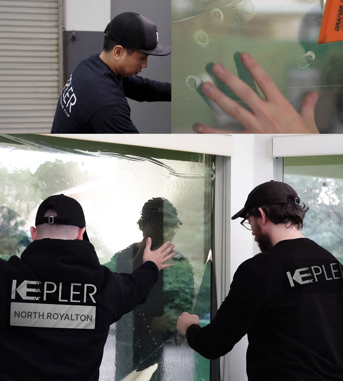 Expert Technician Applying Ceramic Window Tint to Home in North Royalton