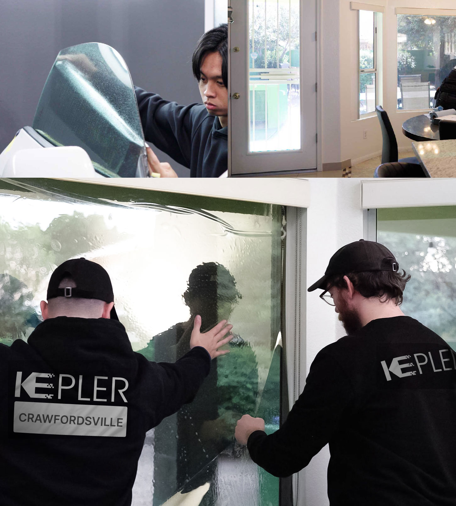 Expert Technician Installing High-tech Window Tint to Home in Crawfordsville