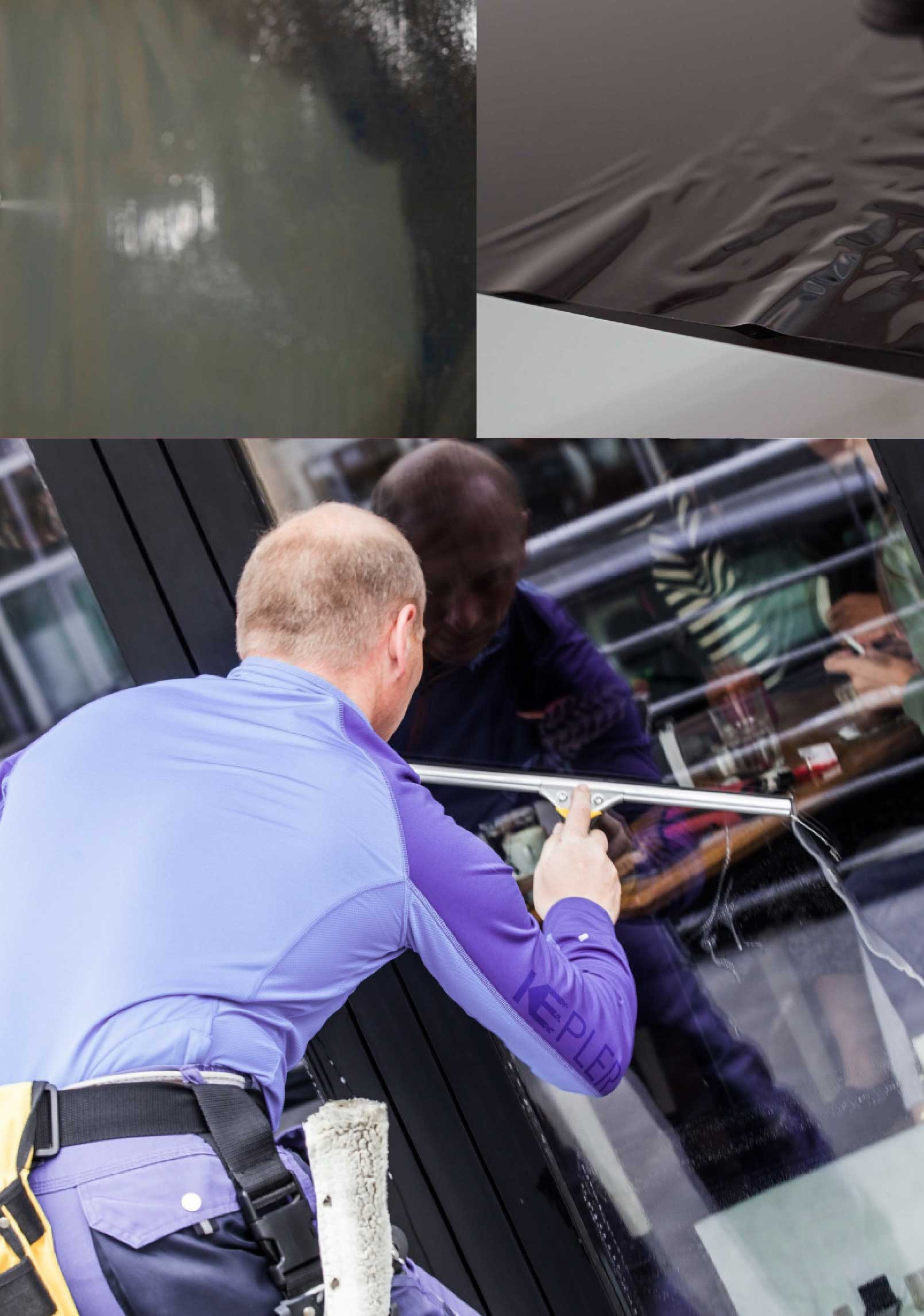Kepler Skilled Applying Anti-Graffiti Window Film to a Clovis Shop Front