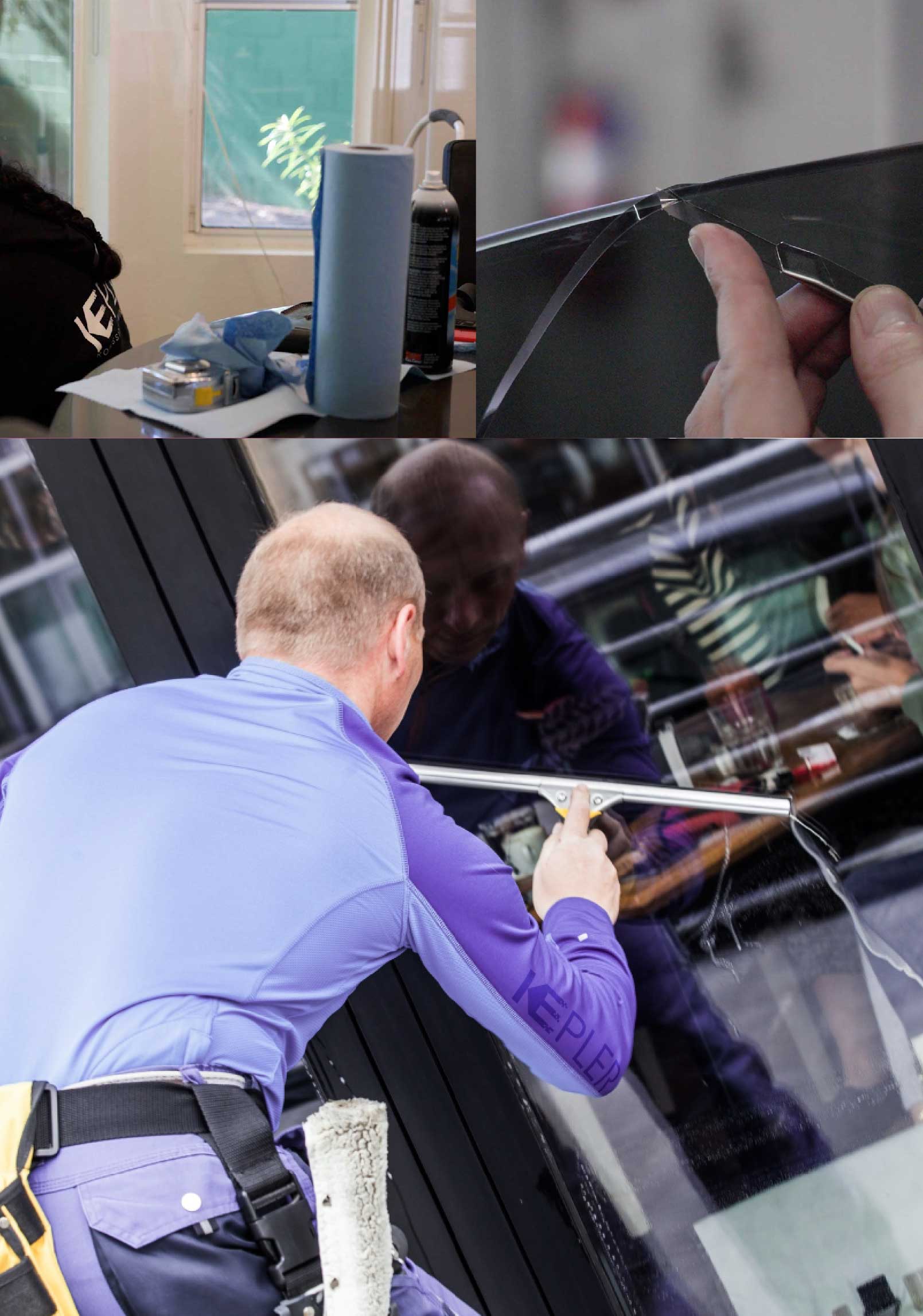 Kepler Professional Applying Anti-Graffiti Window Film to a Pompano Beach Shop Front