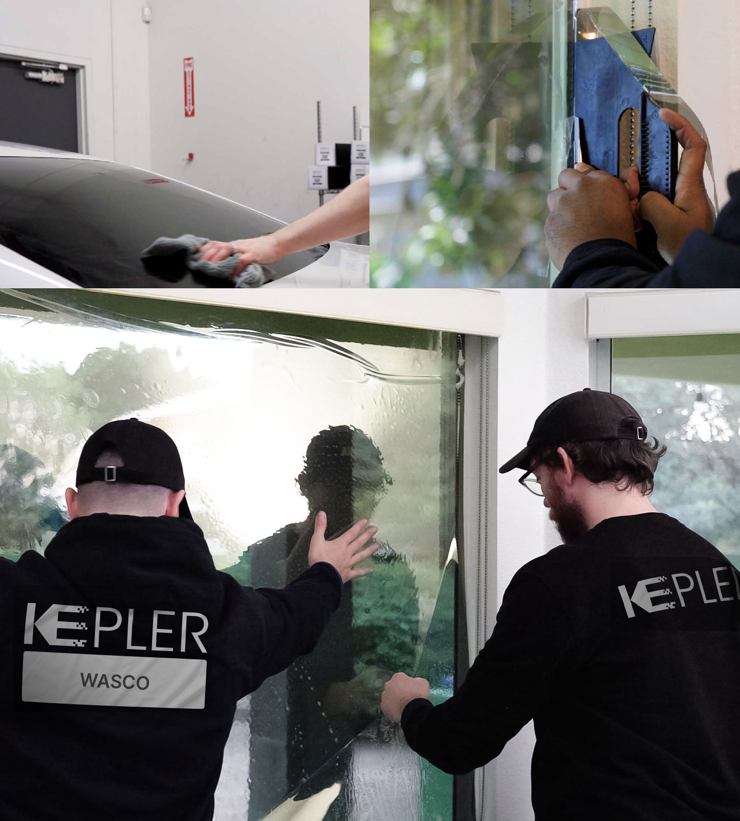 Expert Technician Applying Ceramic Window Tint to Home in Wasco