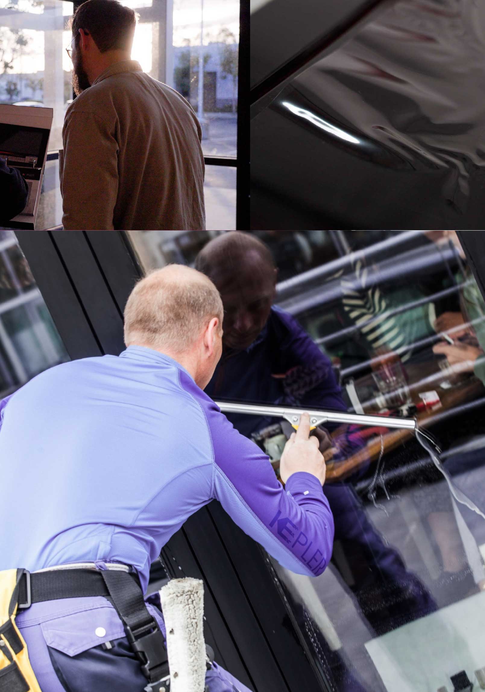 Kepler Skilled Applying Anti-Graffiti Window Film to a Germantown Shop Front