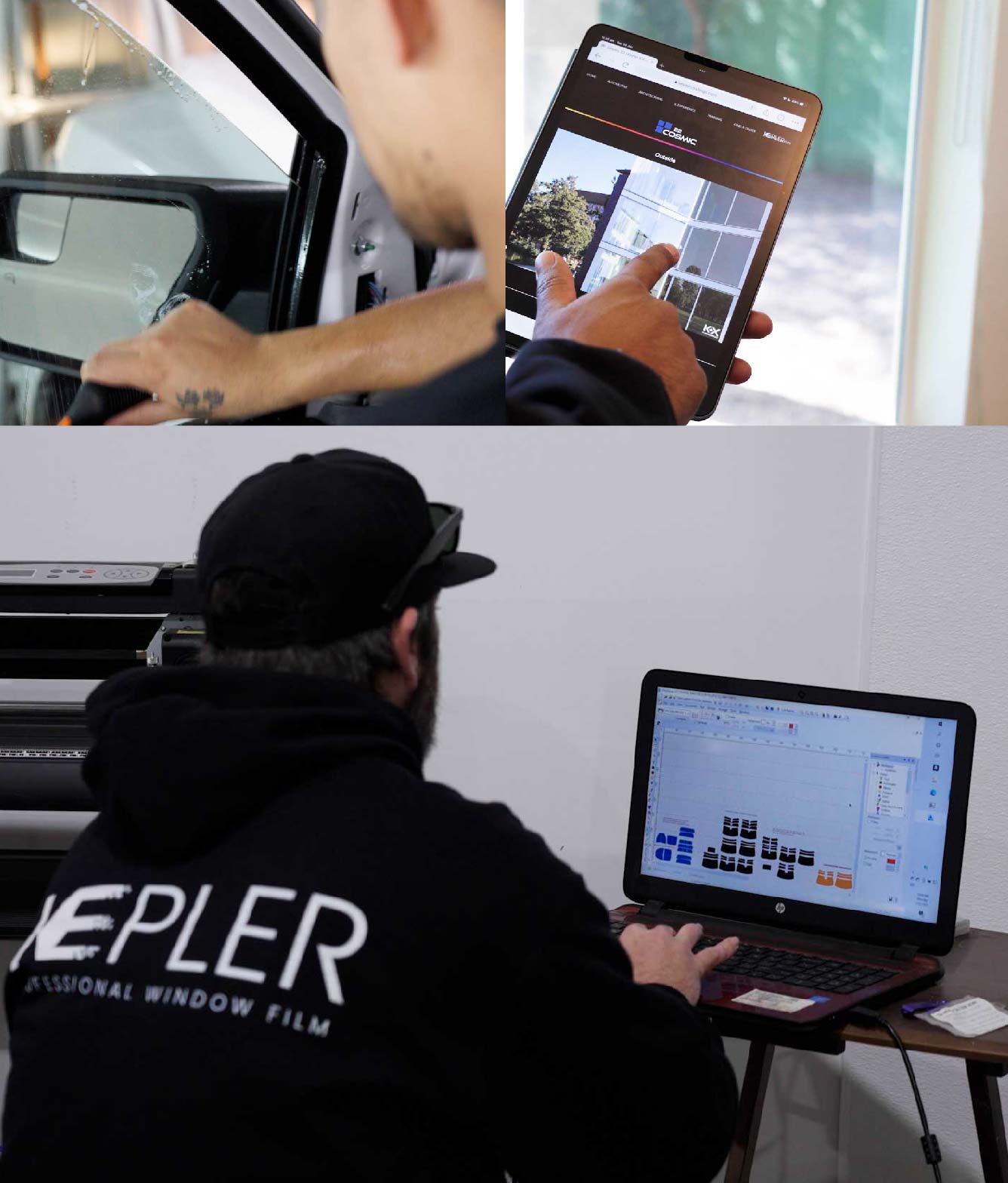 Ceramic Window Tinting Expert Cutting Film in South Milwaukee, Wisconsin