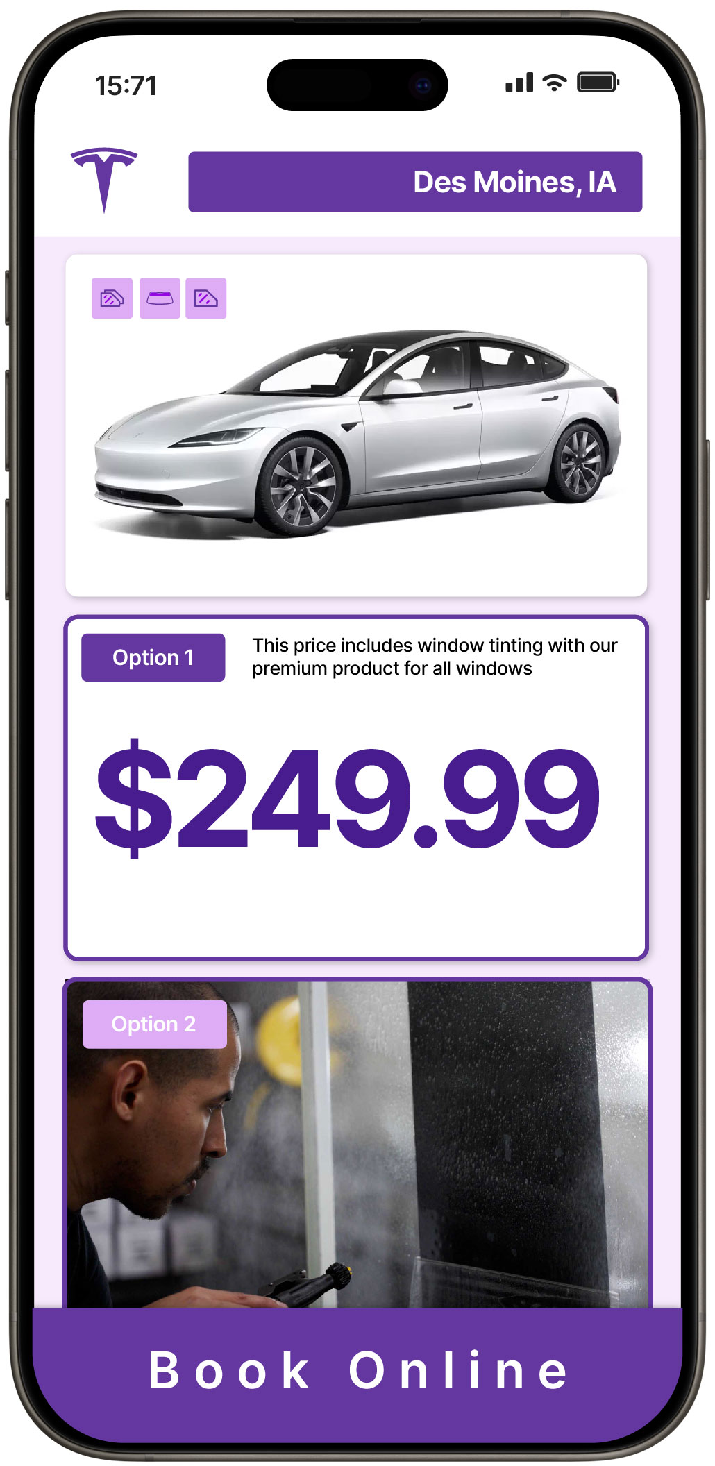 View Competitive Tesla Window Tinting Rates in Des Moines, Iowa