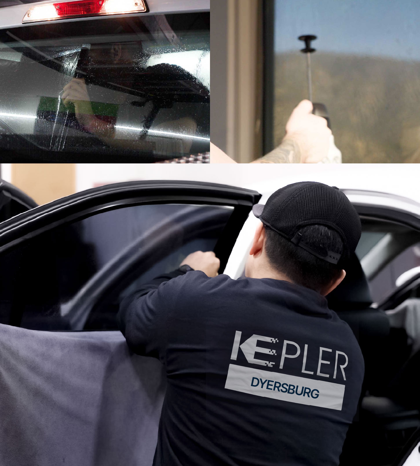Automotive Window Tinting Expert Applying Film in Dyersburg, Tennessee