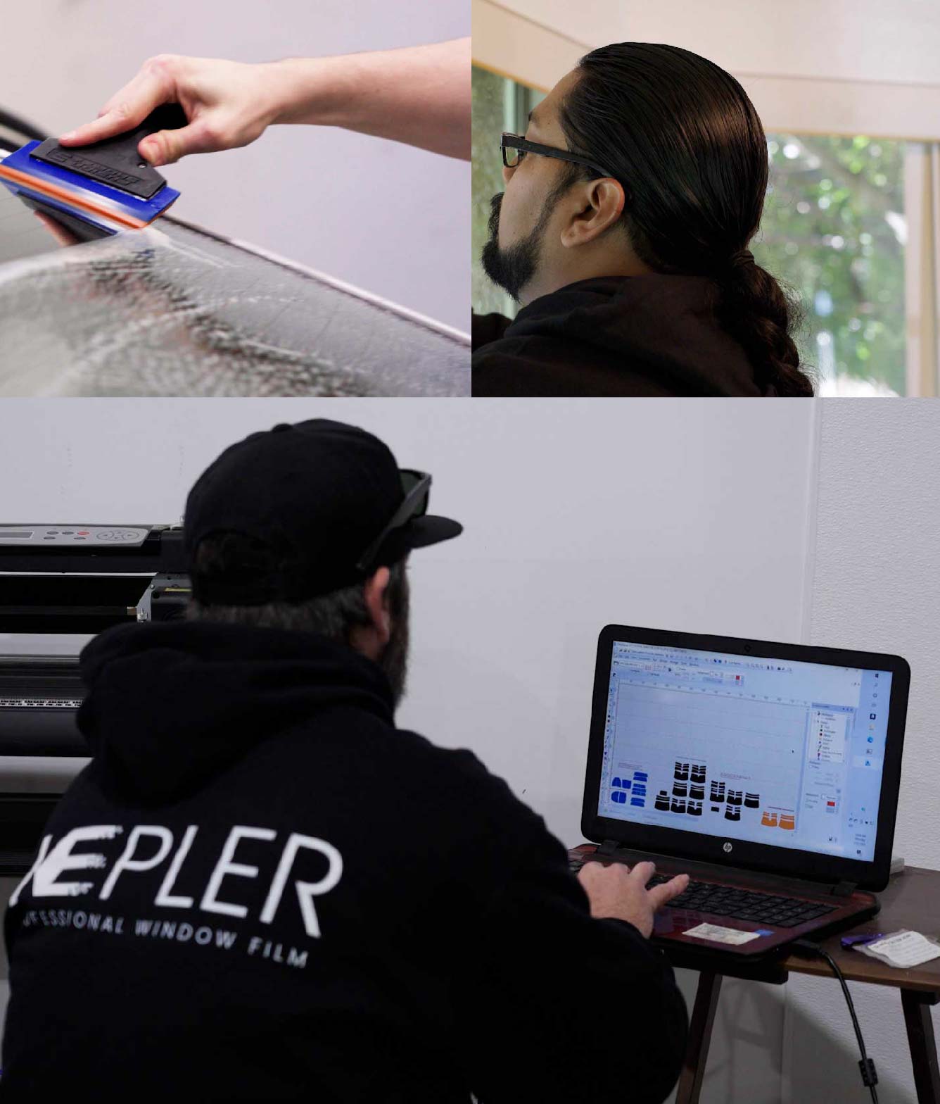 Ceramic Window Tinting Expert Cutting Film in Champaign, Illinois