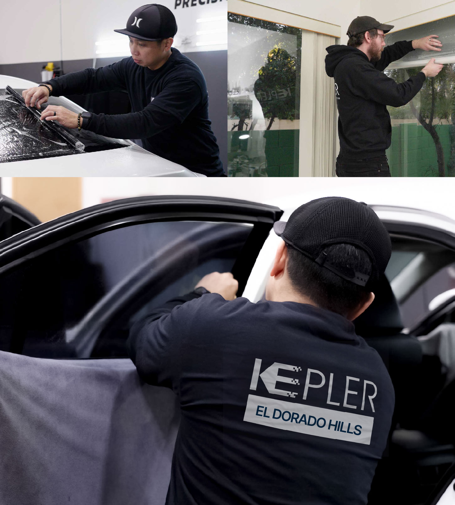 Automotive Window Tinting Expert Applying Film in El Dorado Hills, California