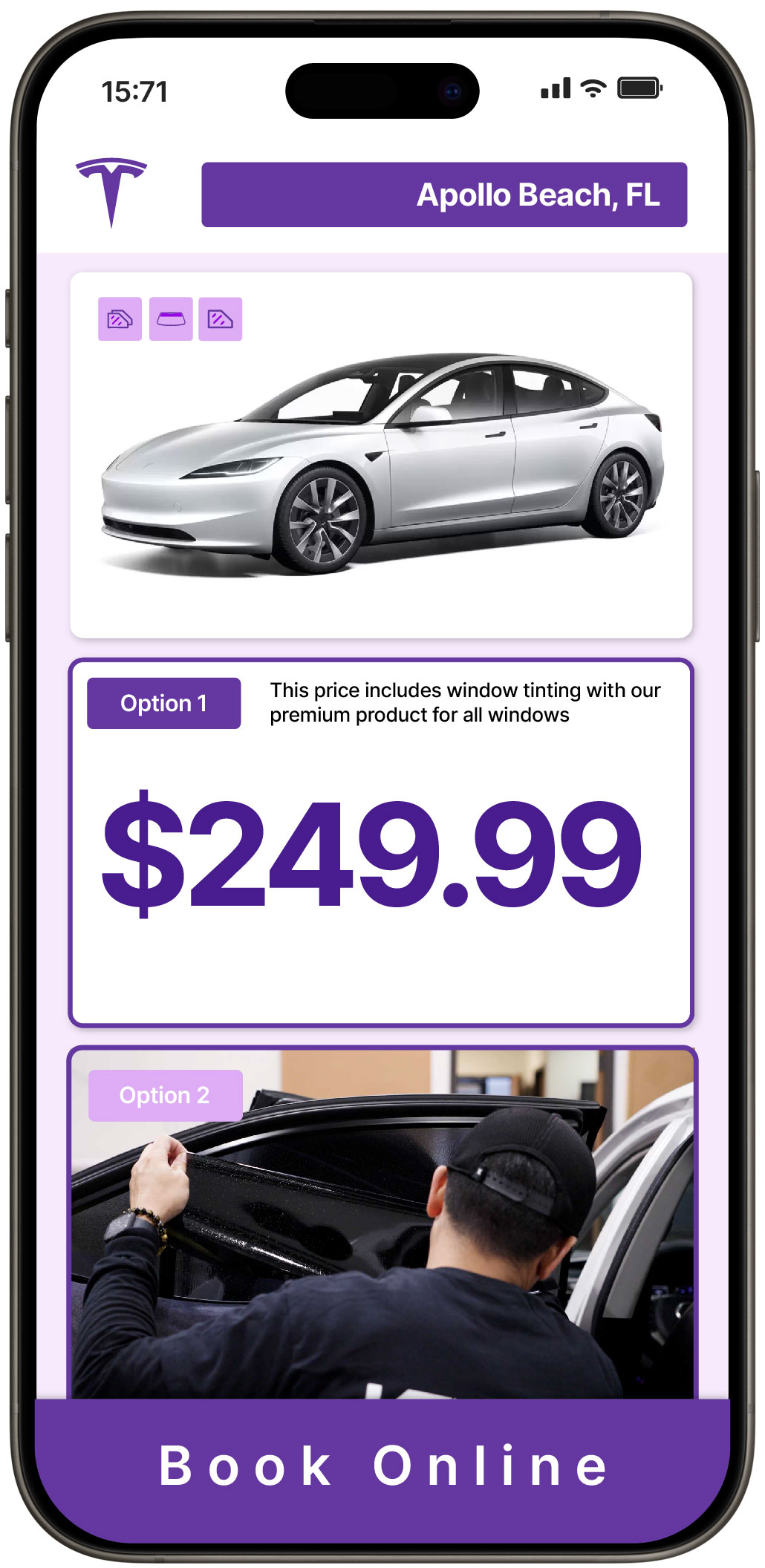 View Affordable Tesla Window Tinting Rates in Apollo Beach, Florida