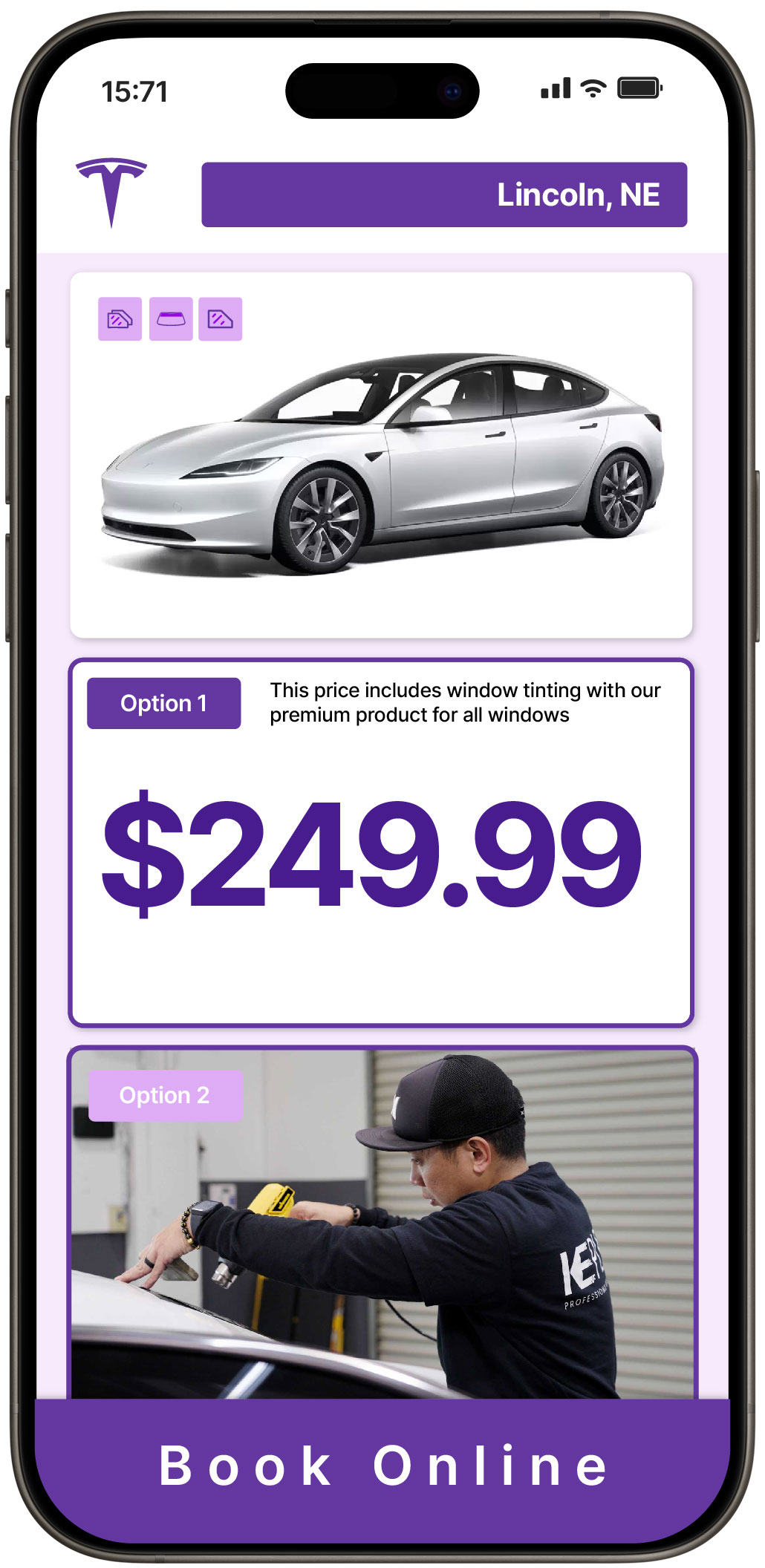 View Reasonable Tesla Window Tinting Rates in Lincoln, Nebraska