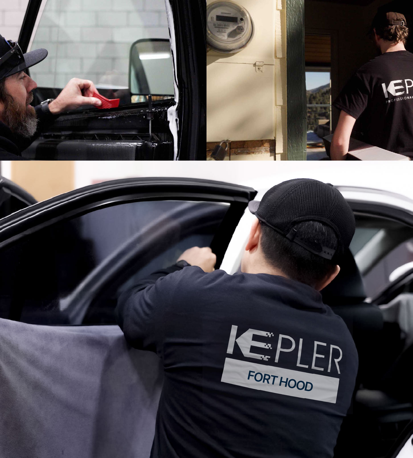 Automotive Window Tinting Expert Applying Film in Fort Hood, Texas