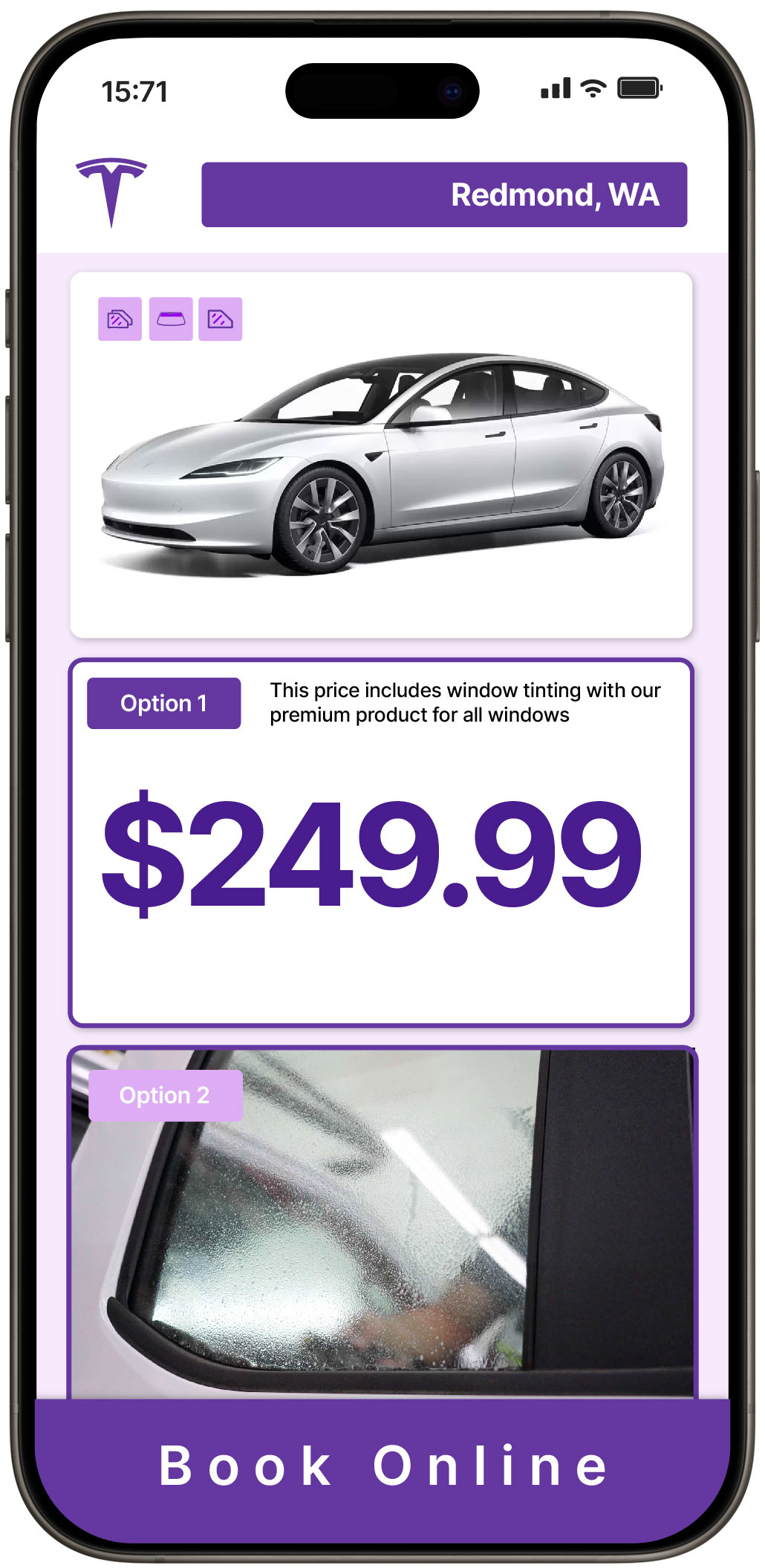 View Reasonable Tesla Window Tinting Prices in Redmond, Washington