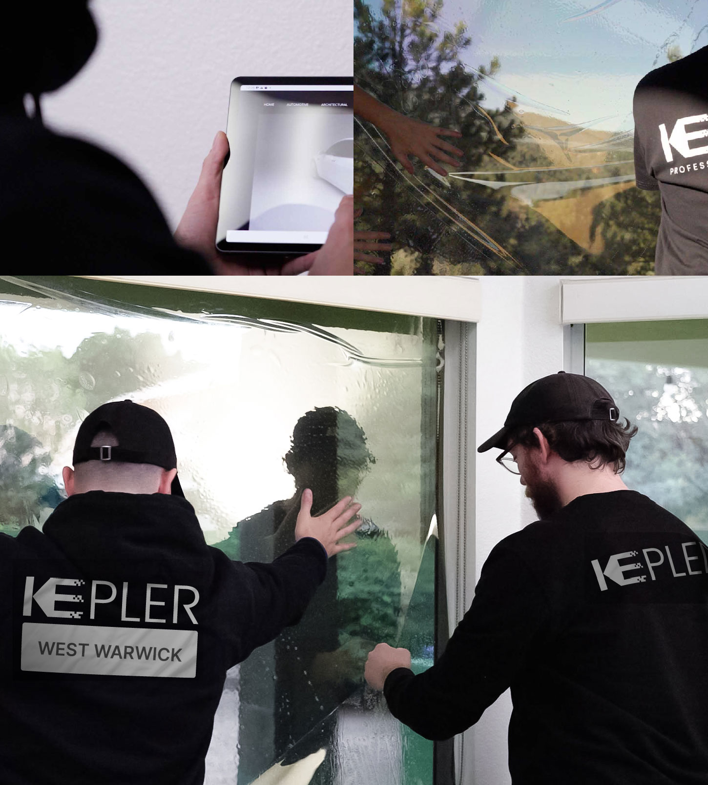 Kepler Technician Installing High-tech Window Tint to Home in West Warwick