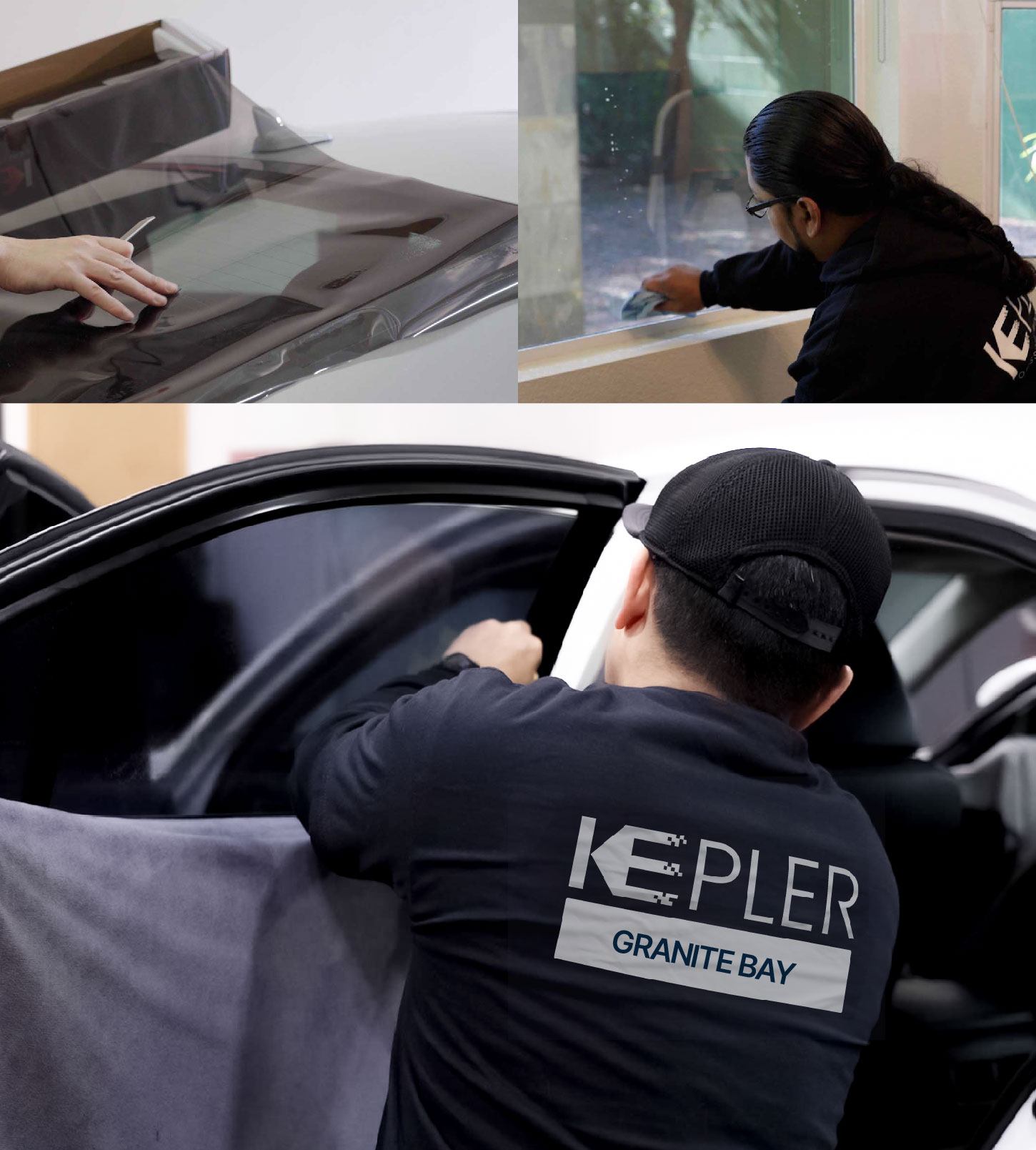 Automotive Window Tinting Expert Applying Film in Granite Bay, California