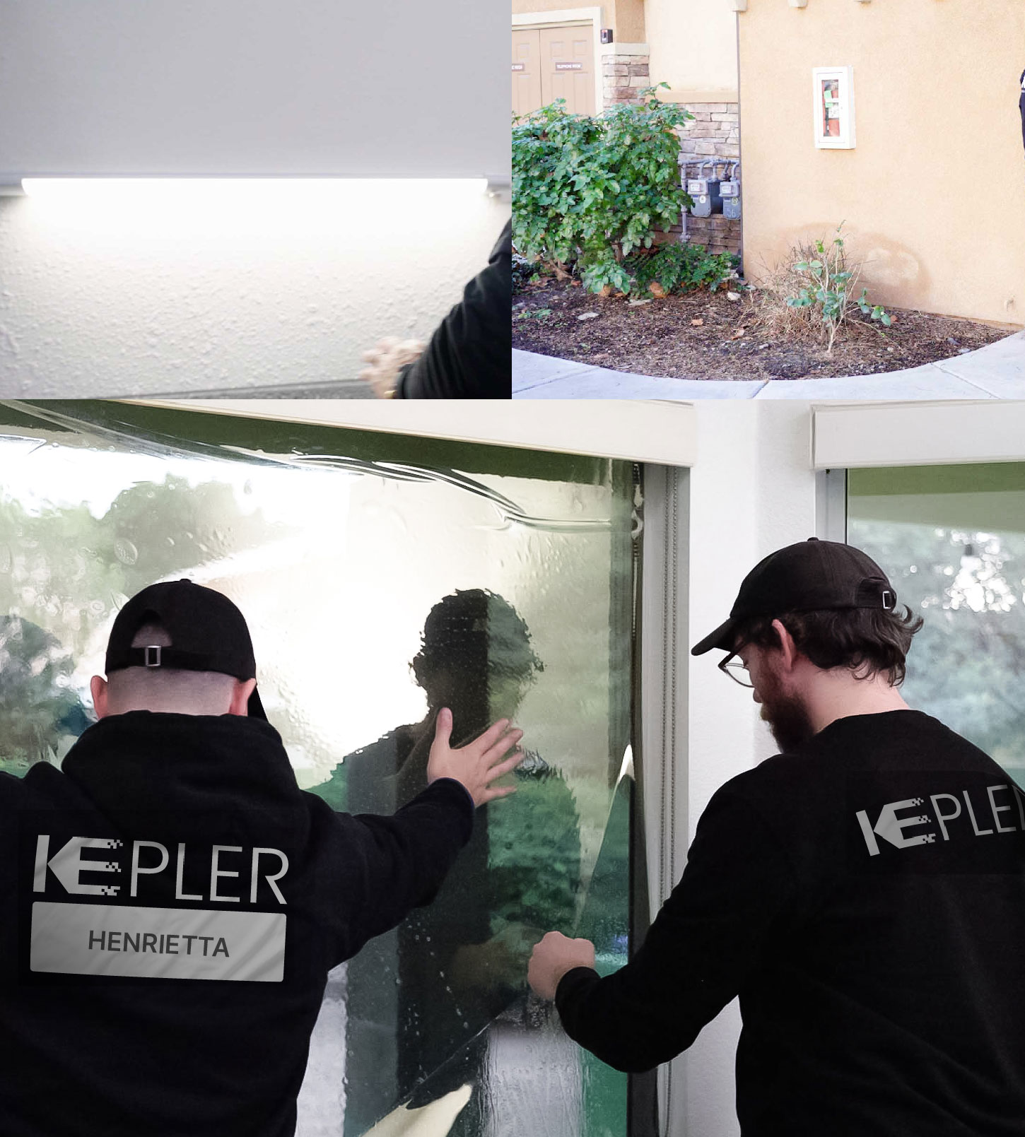 Kepler Technician Fitting High-tech Window Tint to Home in Henrietta