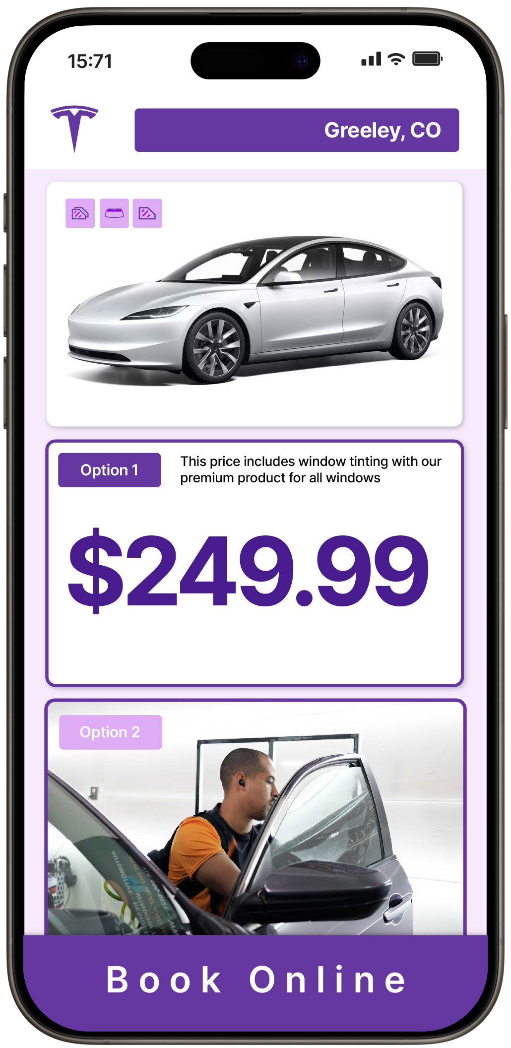 View Competitive Tesla Window Tinting Costs in Greeley, Colorado